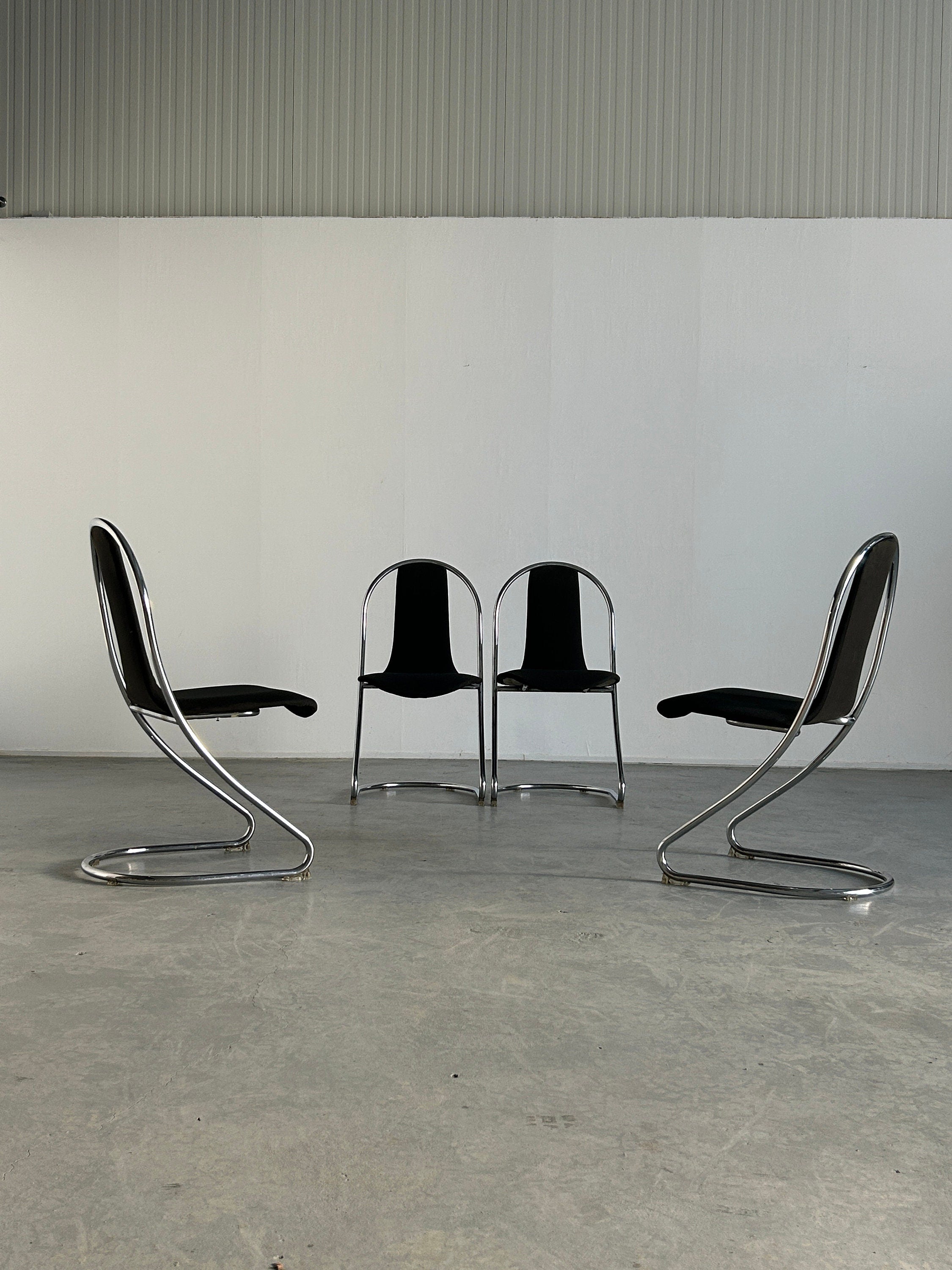 Space Age Chairs in Style of Willy Rizzo for Cidue, 1980s Italy