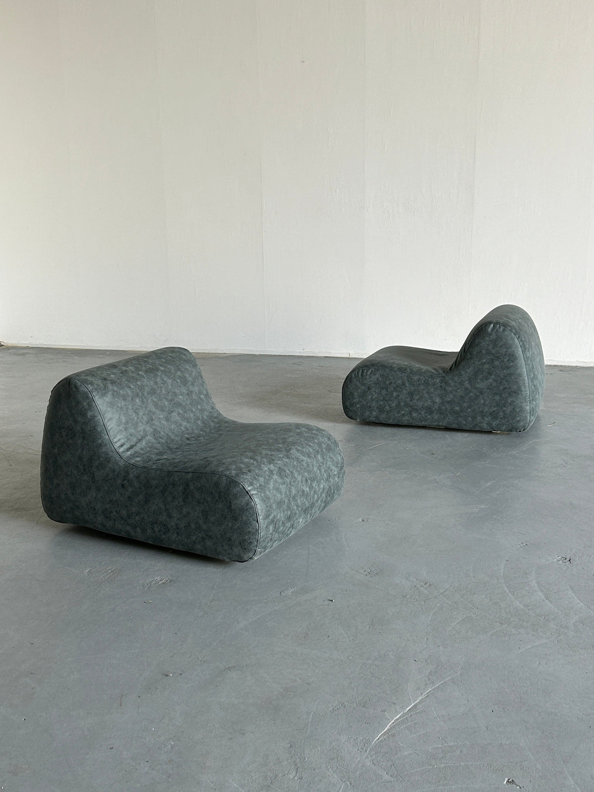 Pair of Foam Lounge Chairs or Club Chairs, 1970s