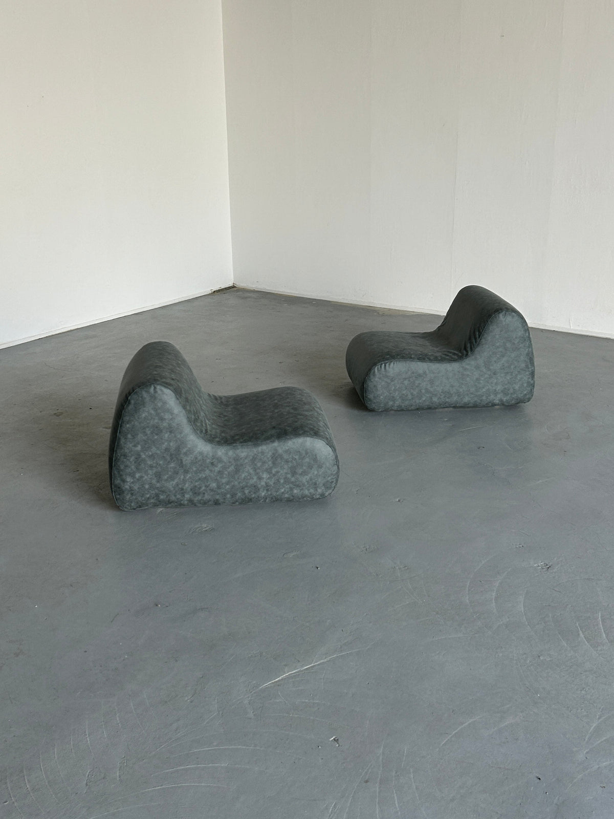 Pair of Foam Lounge Chairs or Club Chairs, 1970s