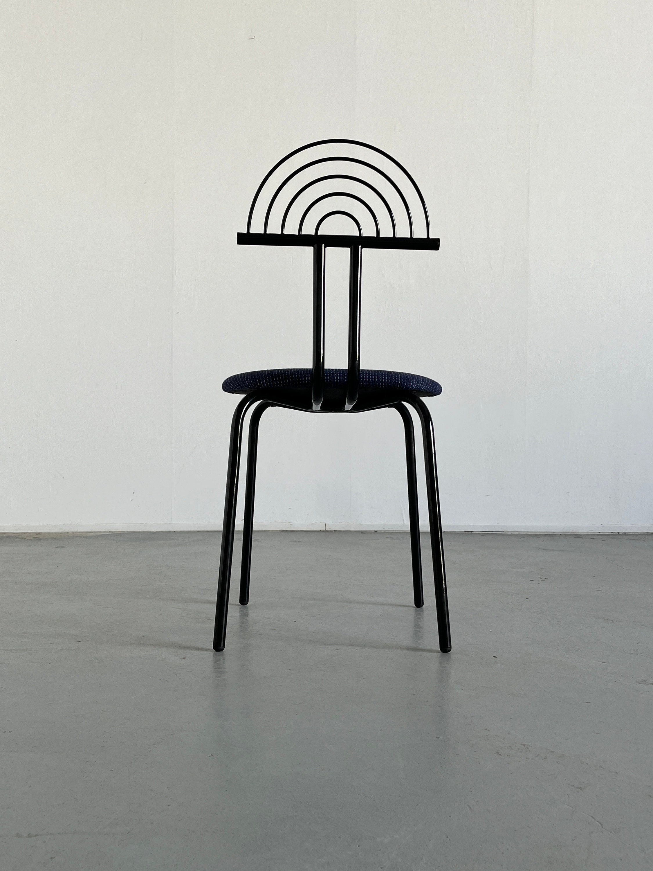 Memphis Era Postmodern Accent Chair with Crescent Curved Backrest, 1990s Italy
