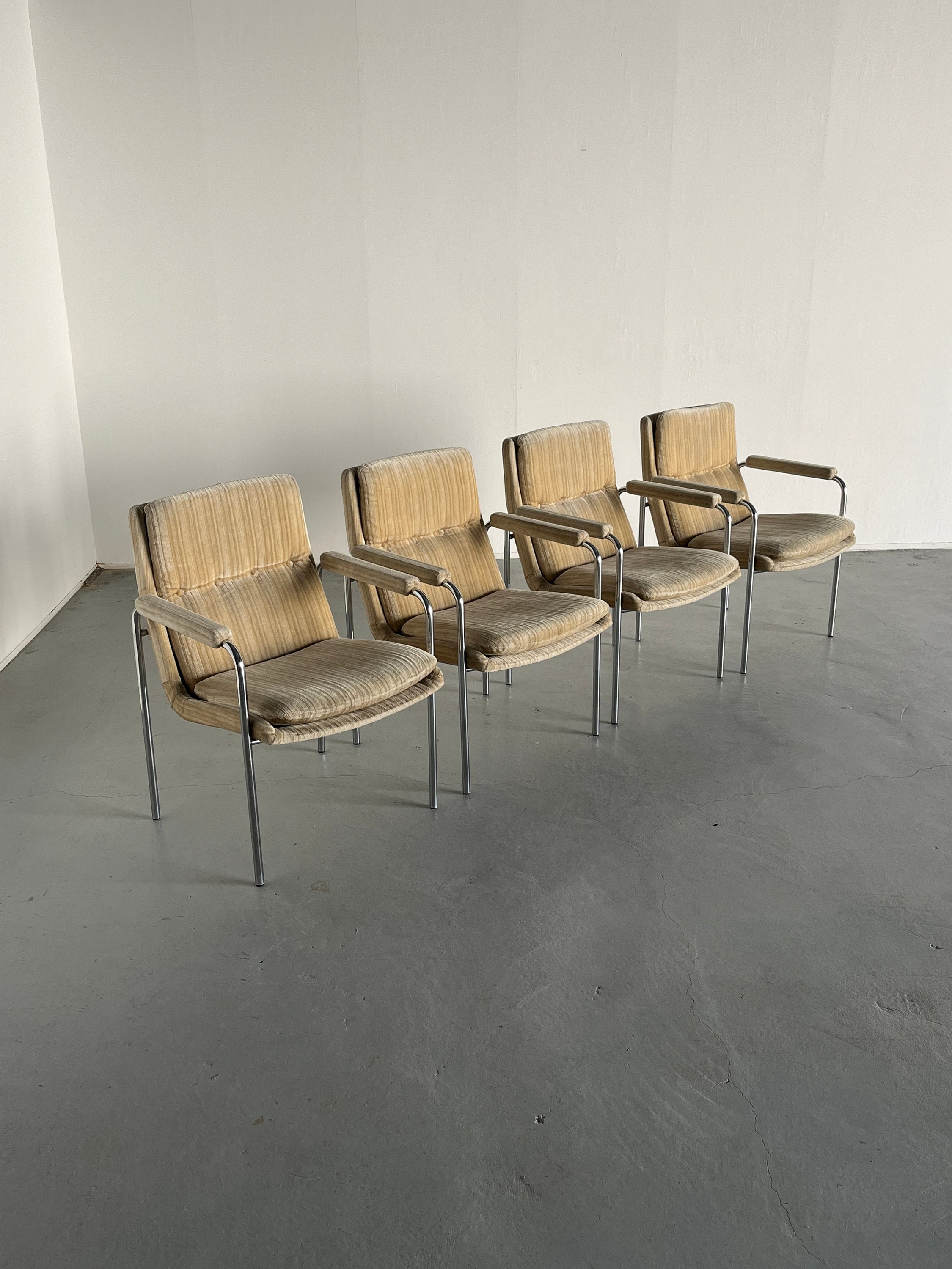 Mid-Century Modern Chrome Armchairs, 1970s Germany