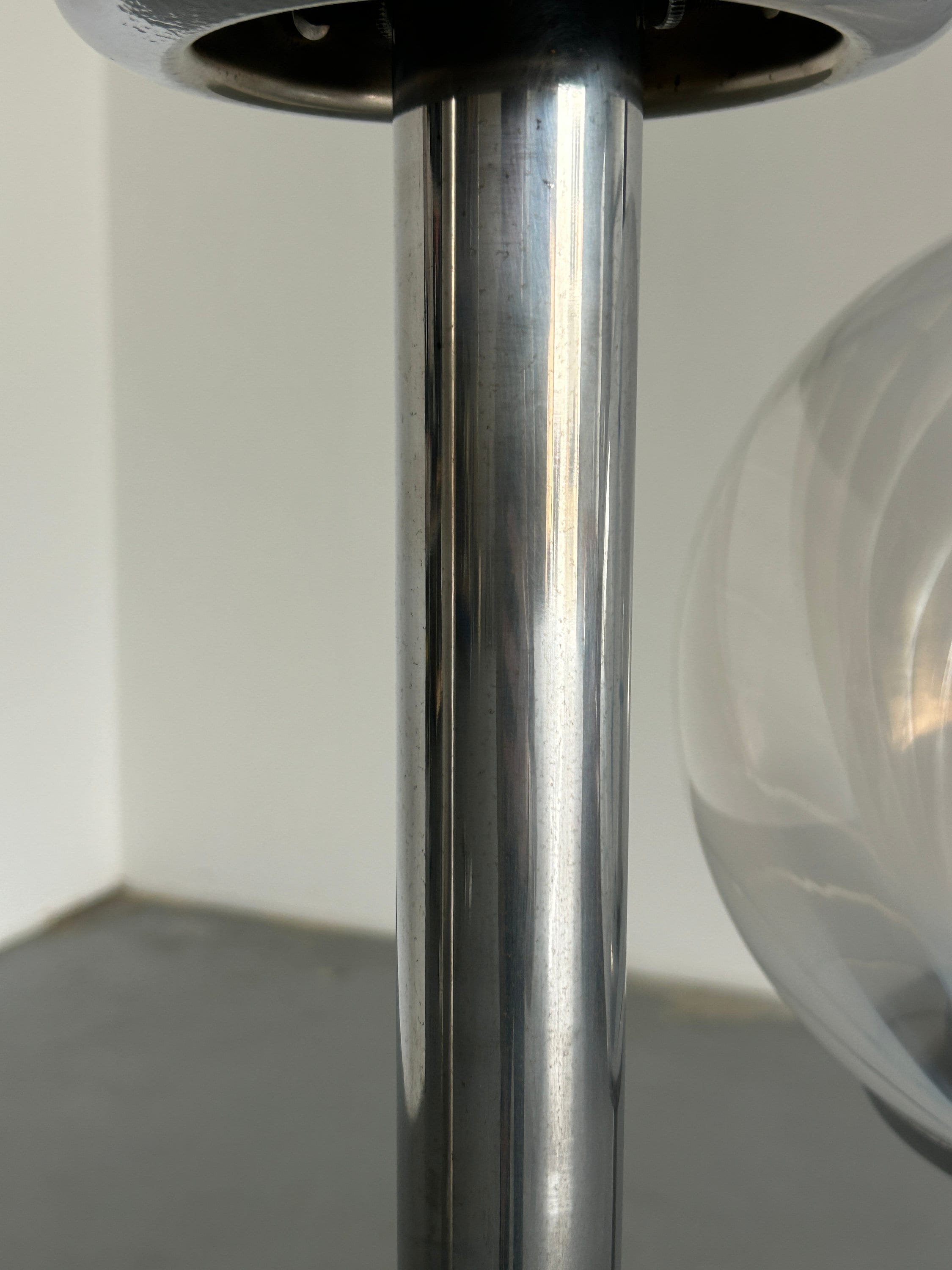 Mid Century Modern Floor Lamp in Travertine, Chrome and Murano Glass by Massimo & Lella Vignelli for Venini, 1970s, Set of 3