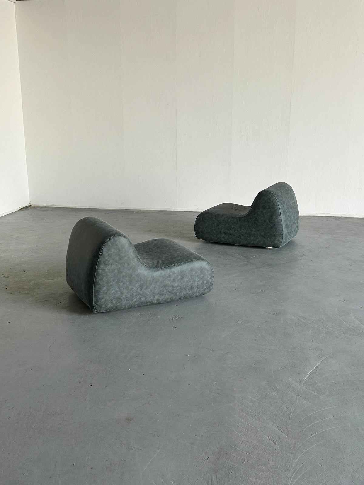 Pair of Foam Lounge Chairs or Club Chairs, 1970s