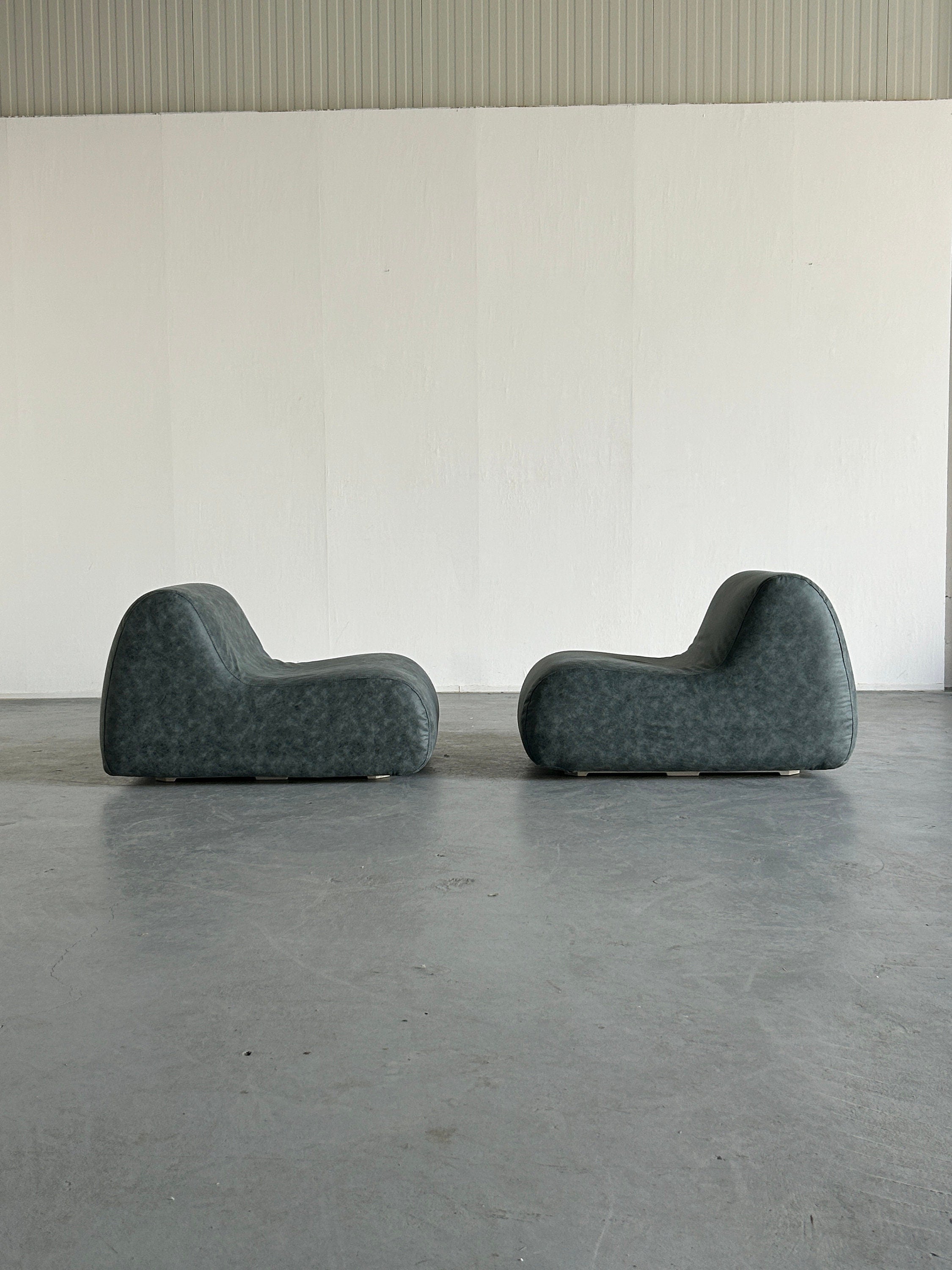 Pair of Foam Lounge Chairs or Club Chairs, 1970s