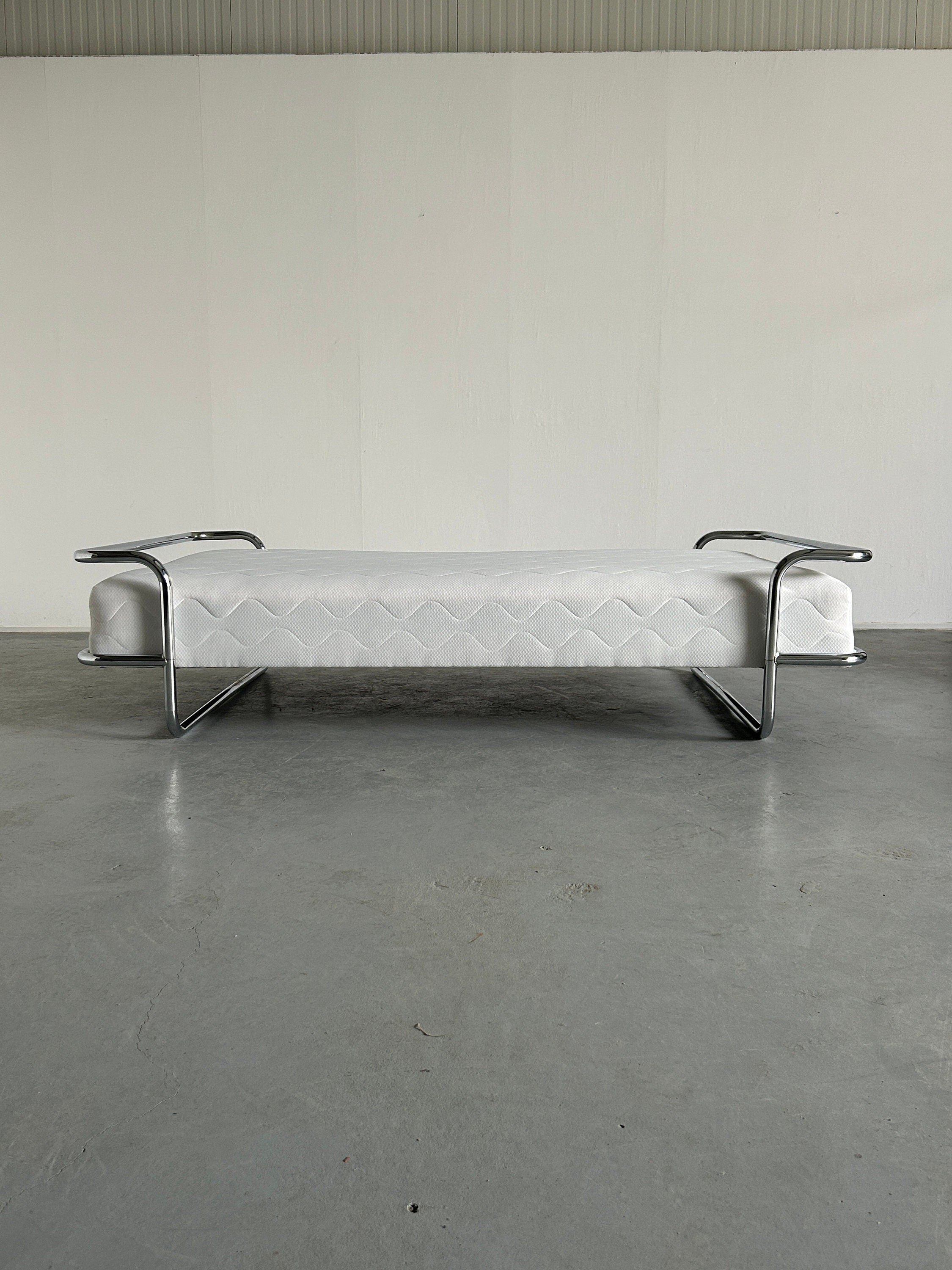 Iconic Vintage Ikea Kromvik Chrome Bed with Mattress, Knut Hagberg, 1980s