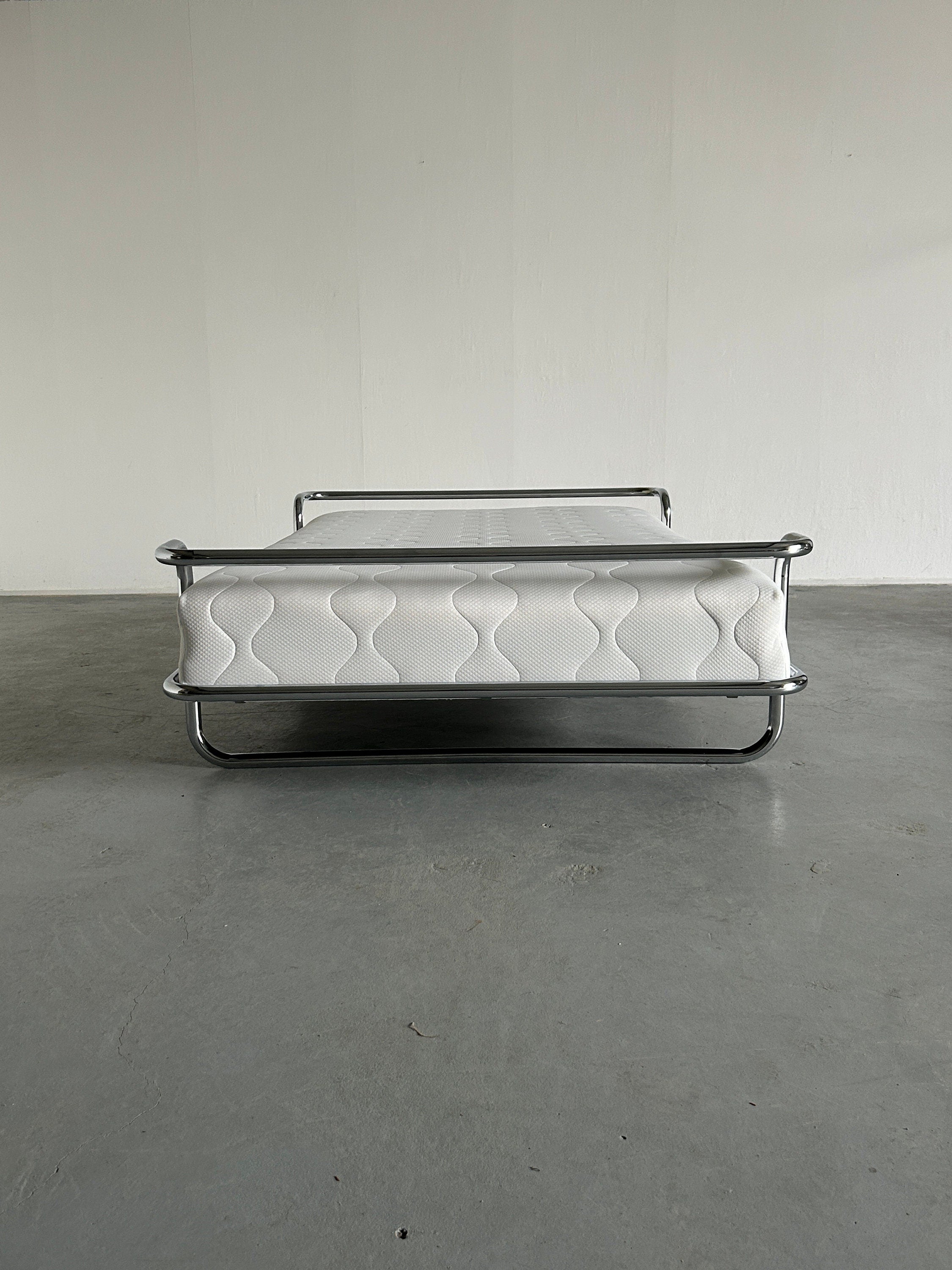 Iconic Vintage Ikea Kromvik Chrome Bed with Mattress, Knut Hagberg, 1980s