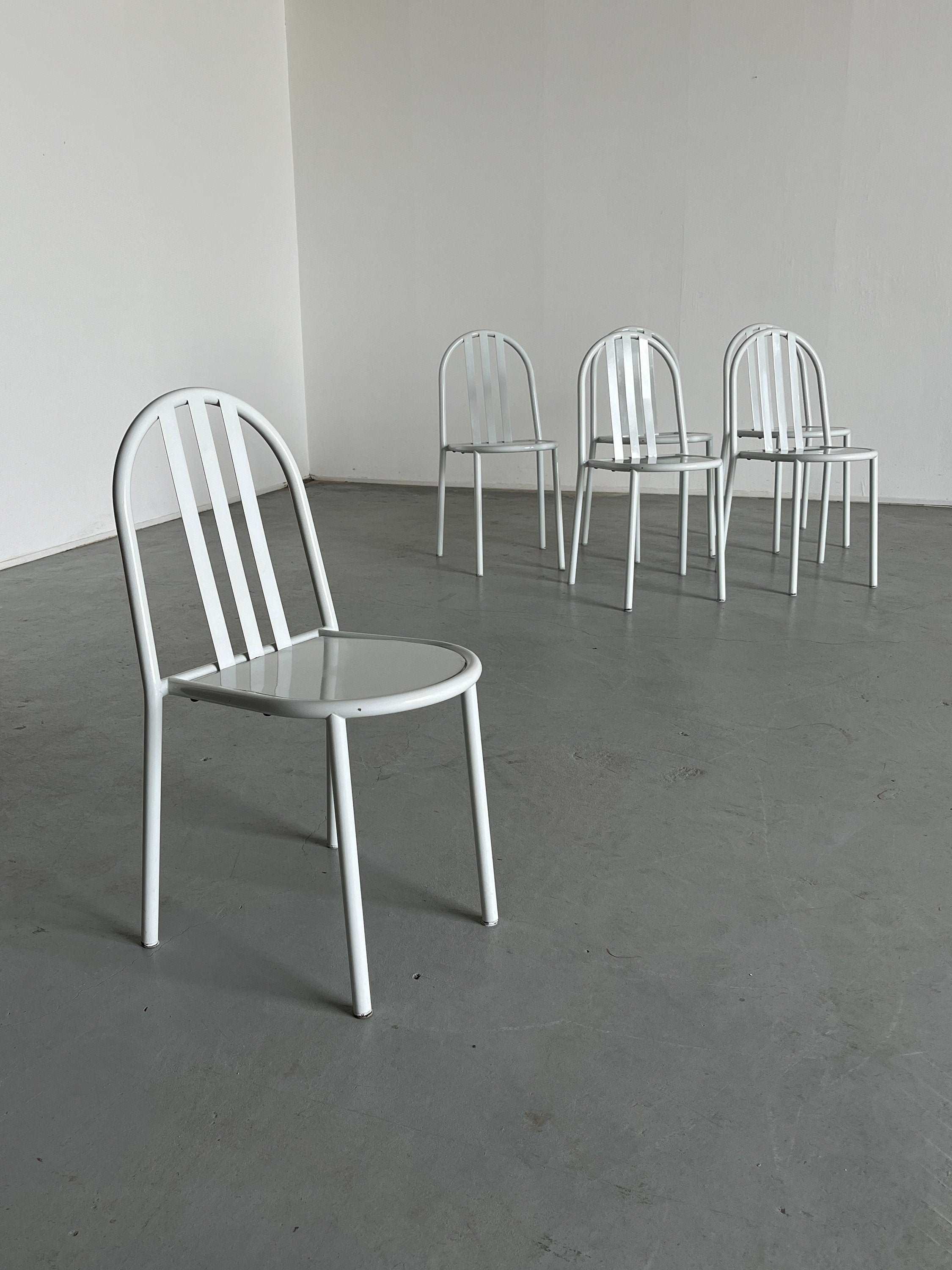Set of 6 White Robert Mallet-Stevens Model No. 222 Stackable Chairs for Pallucco Italia, Iconic Functionalist Design, 1928