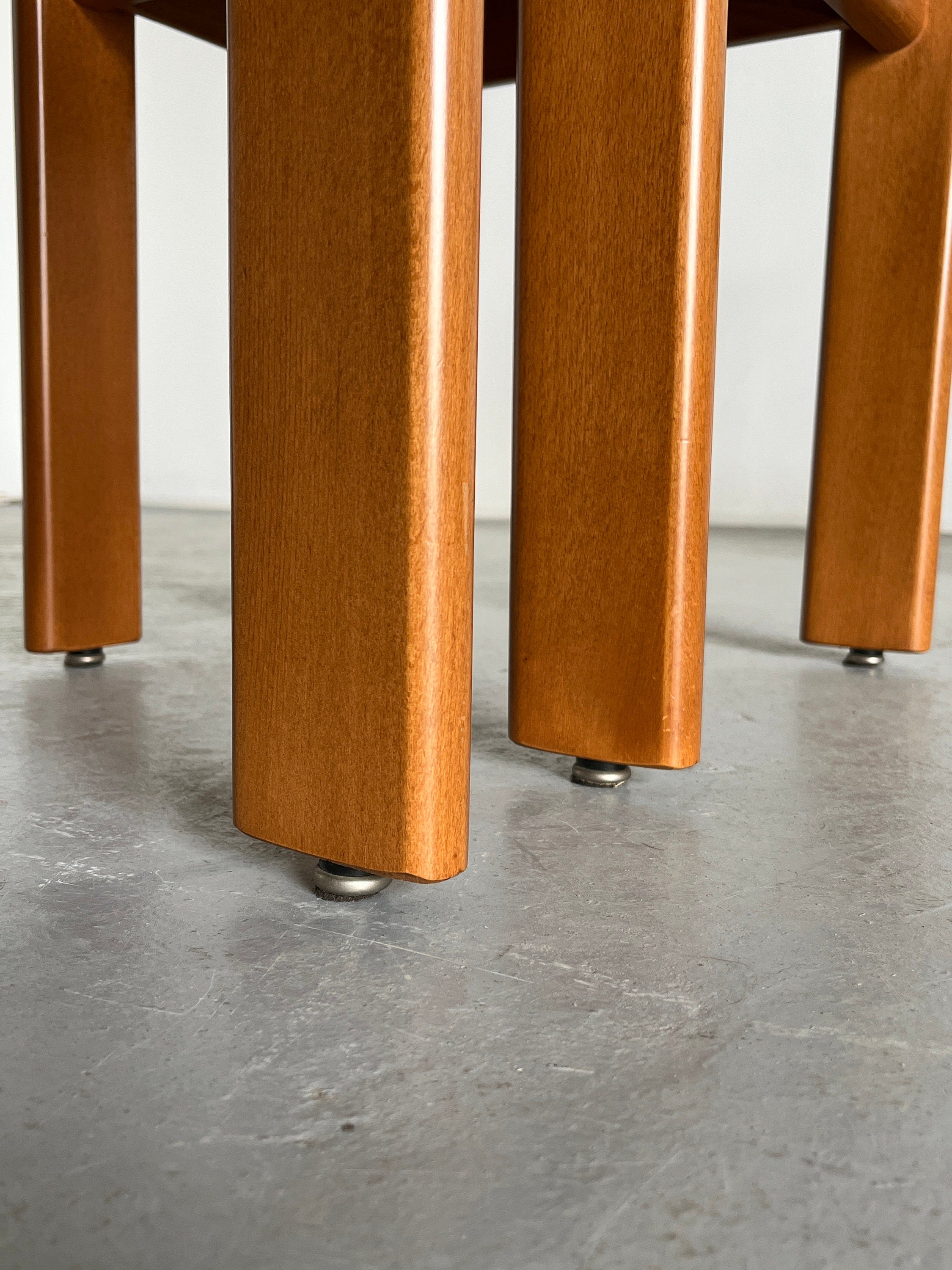 Italian Brutalist Chairs in Lacquered Cherry Wood, 1980s Italy