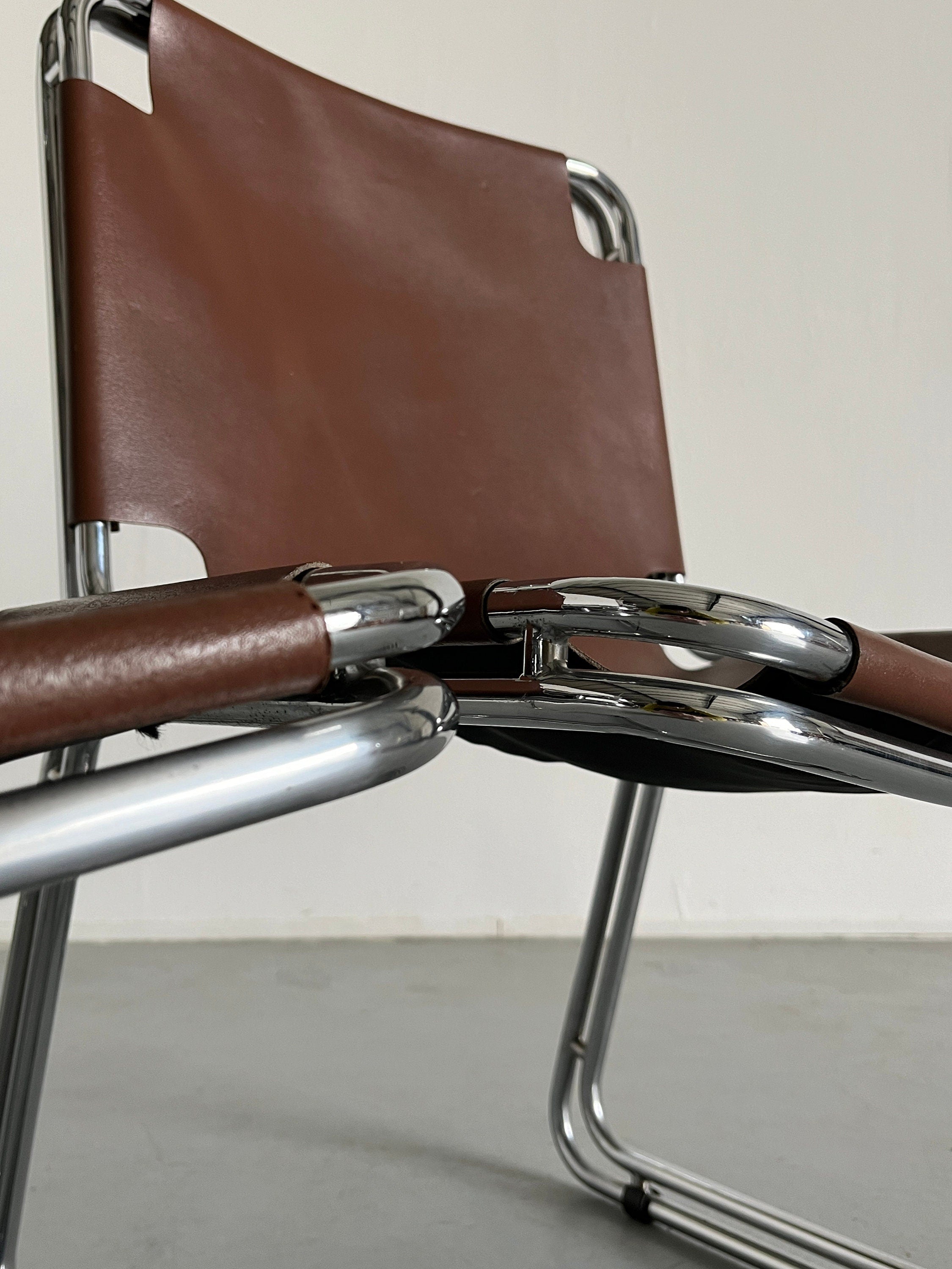 Saddle Leather Chairs in Style of Pascal Mourgue, 1980s Italy