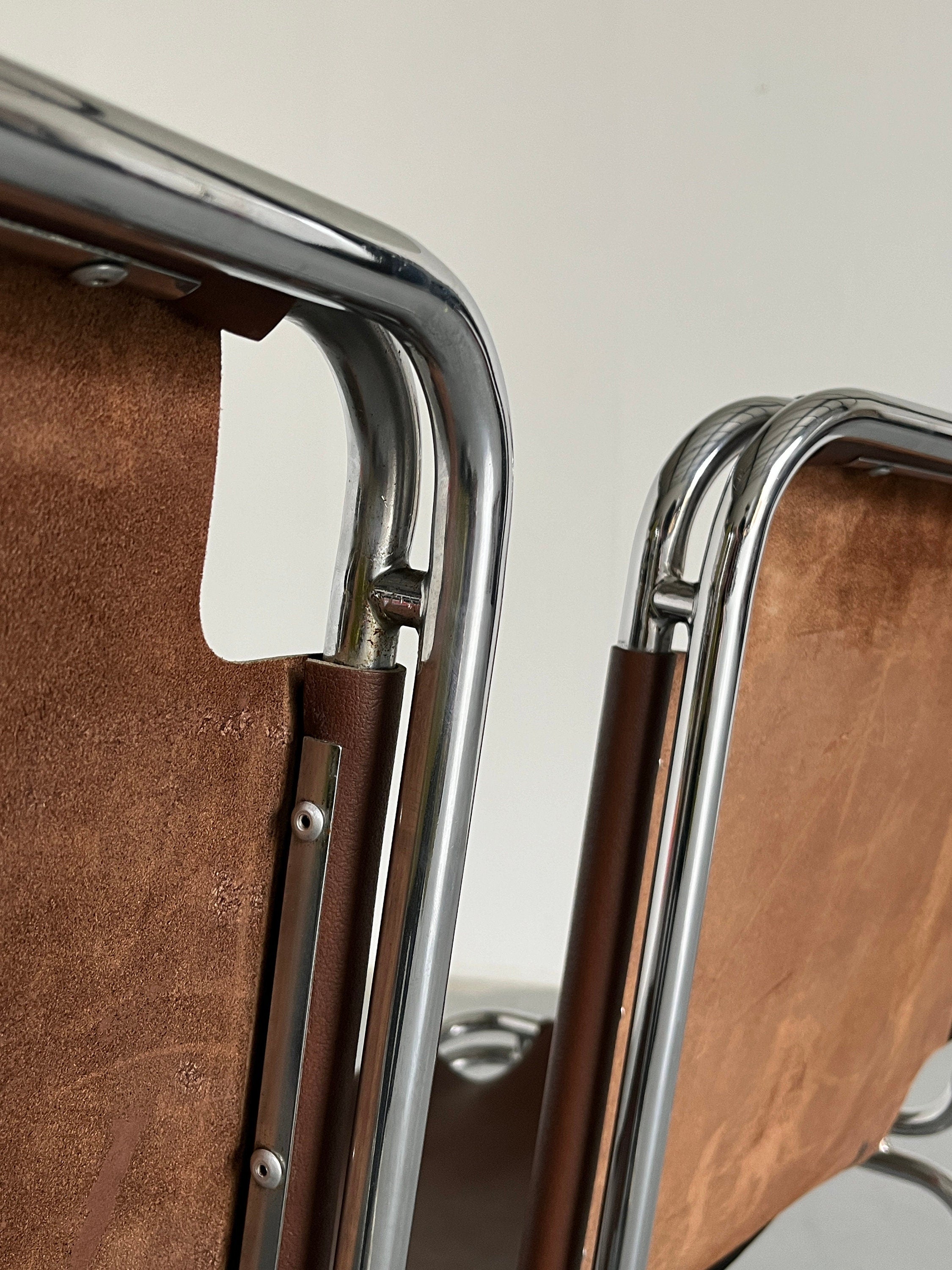 Saddle Leather Chairs in Style of Pascal Mourgue, 1980s Italy