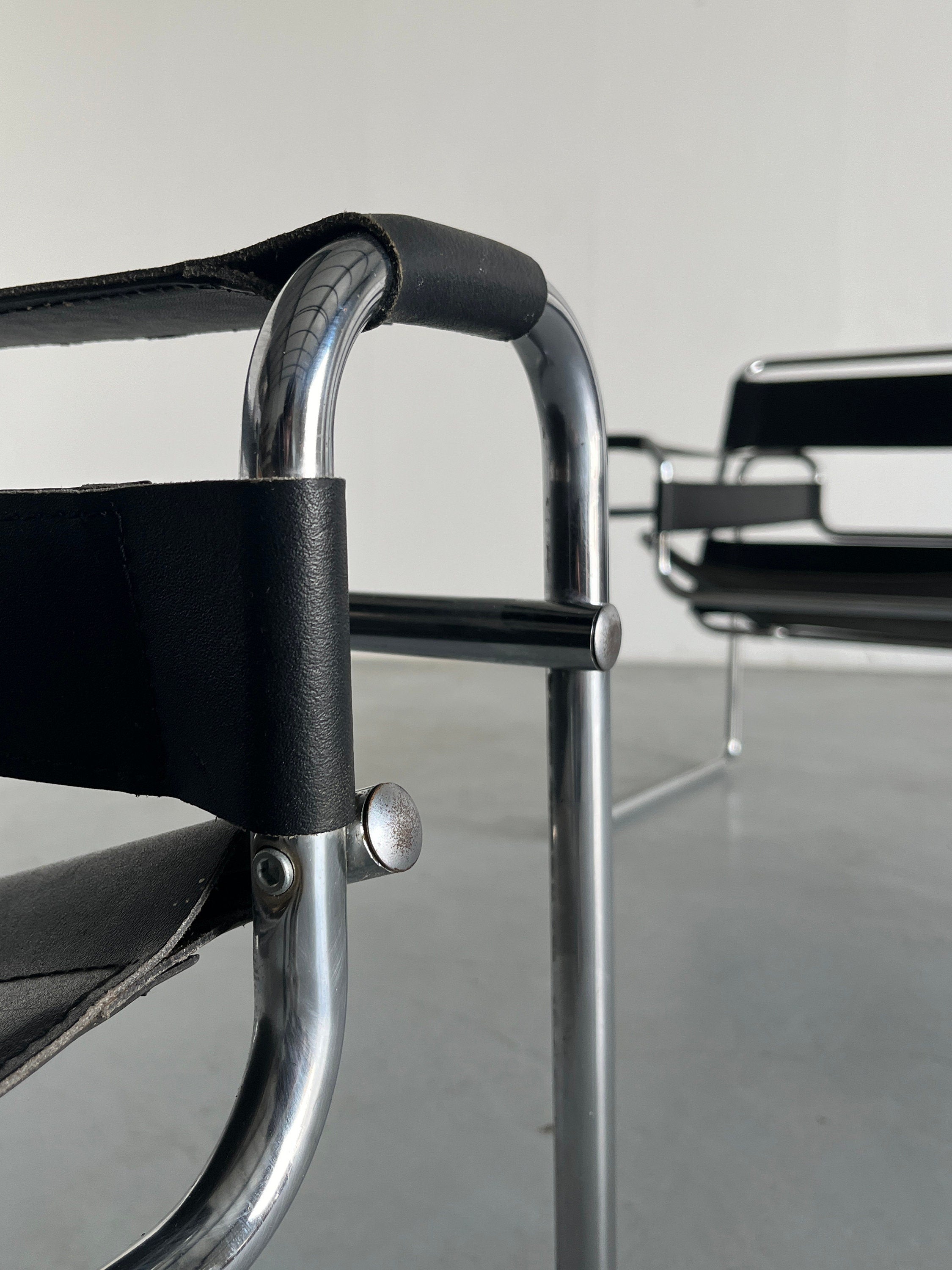 1 of 2 Vintage &#39;Wassily&#39; Armchairs by Marcel Breuer, Iconic Bauhaus Designed Model B3 Chair Modernist Chair, 1970s Vintage Replica