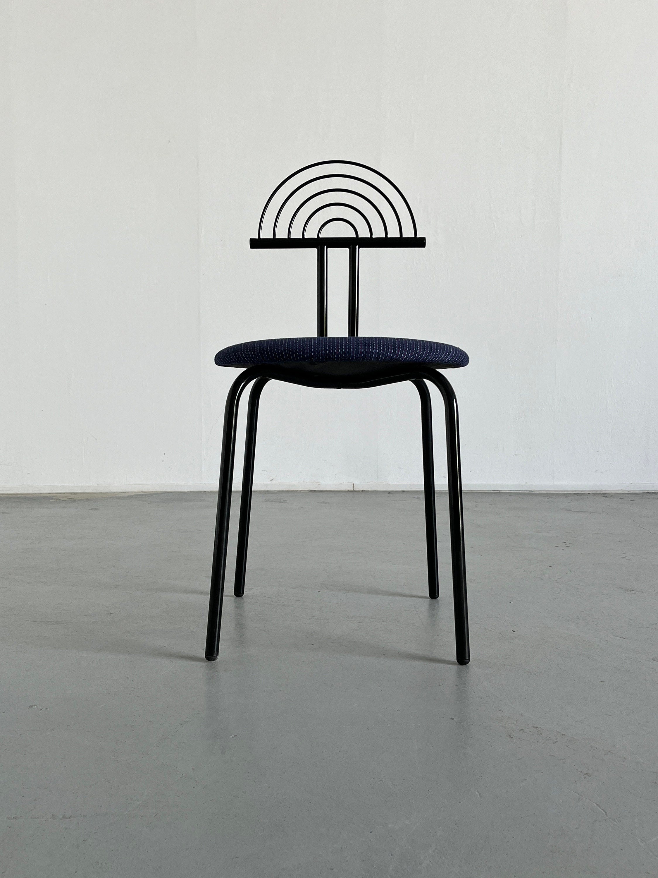 Memphis Era Postmodern Accent Chair with Crescent Curved Backrest, 1990s Italy