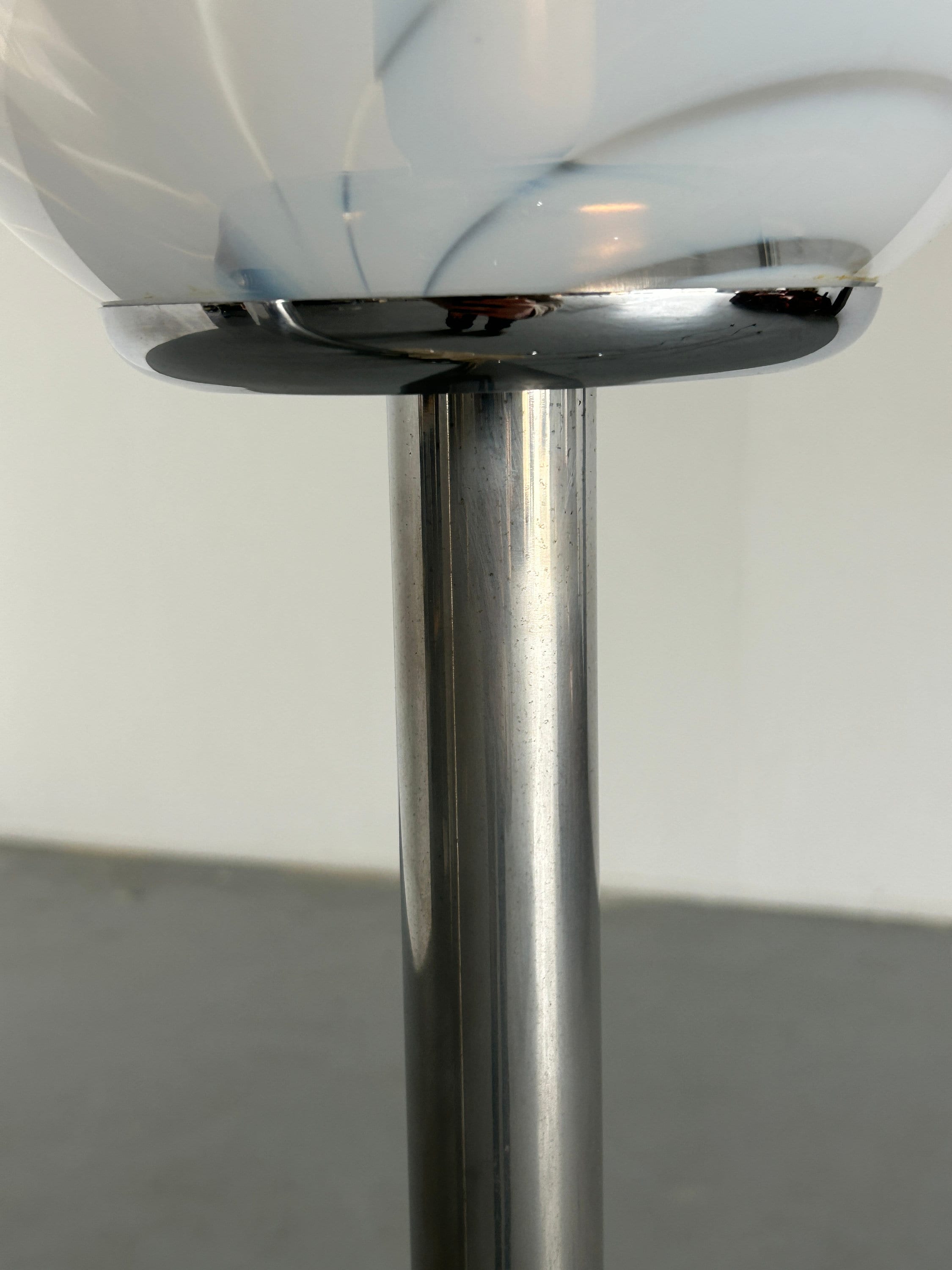 Mid Century Modern Floor Lamp in Travertine, Chrome and Murano Glass by Massimo & Lella Vignelli for Venini, 1970s, Set of 3
