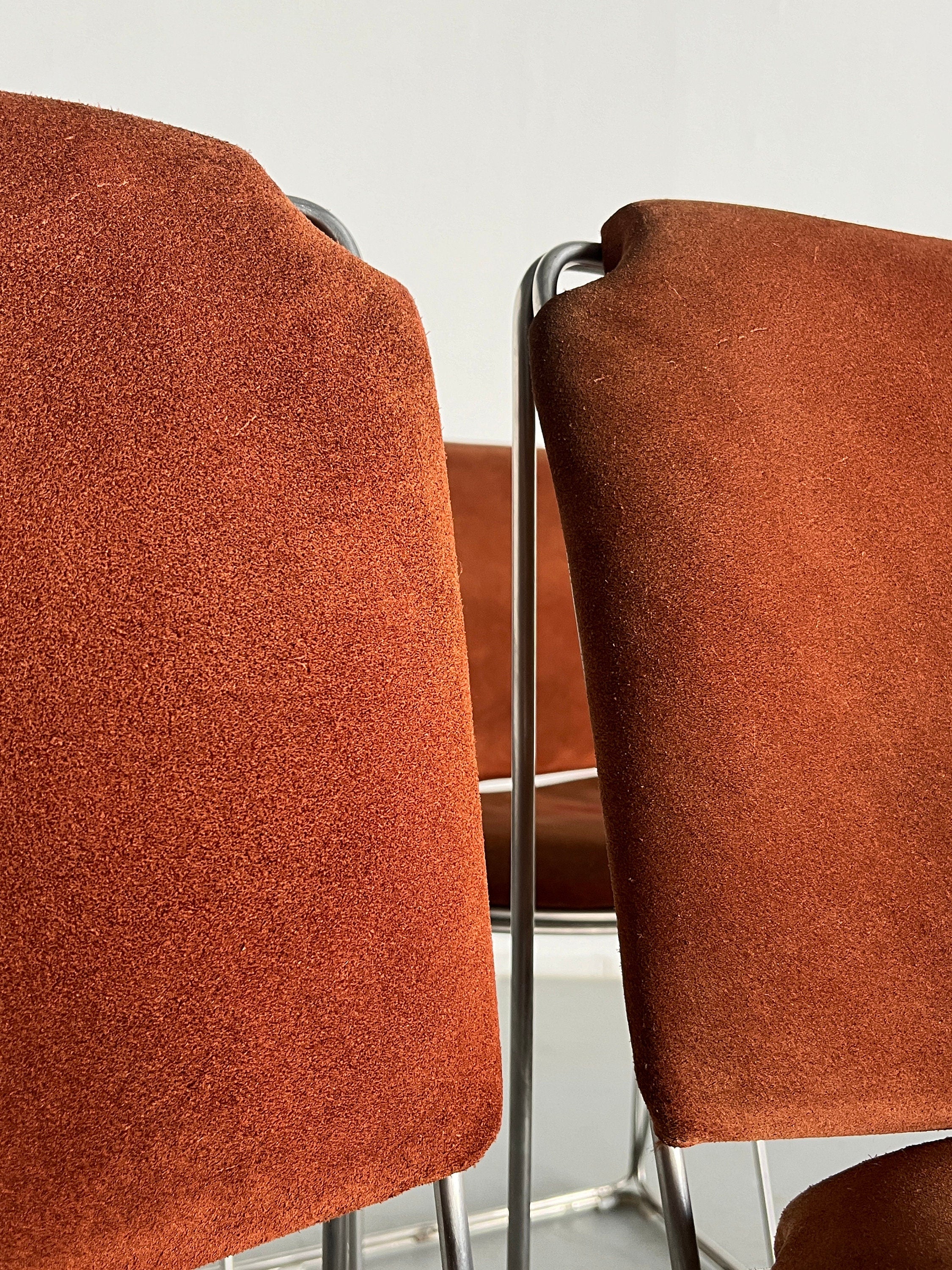 Italian Space Age Velvet Chairs, 1980s Italy