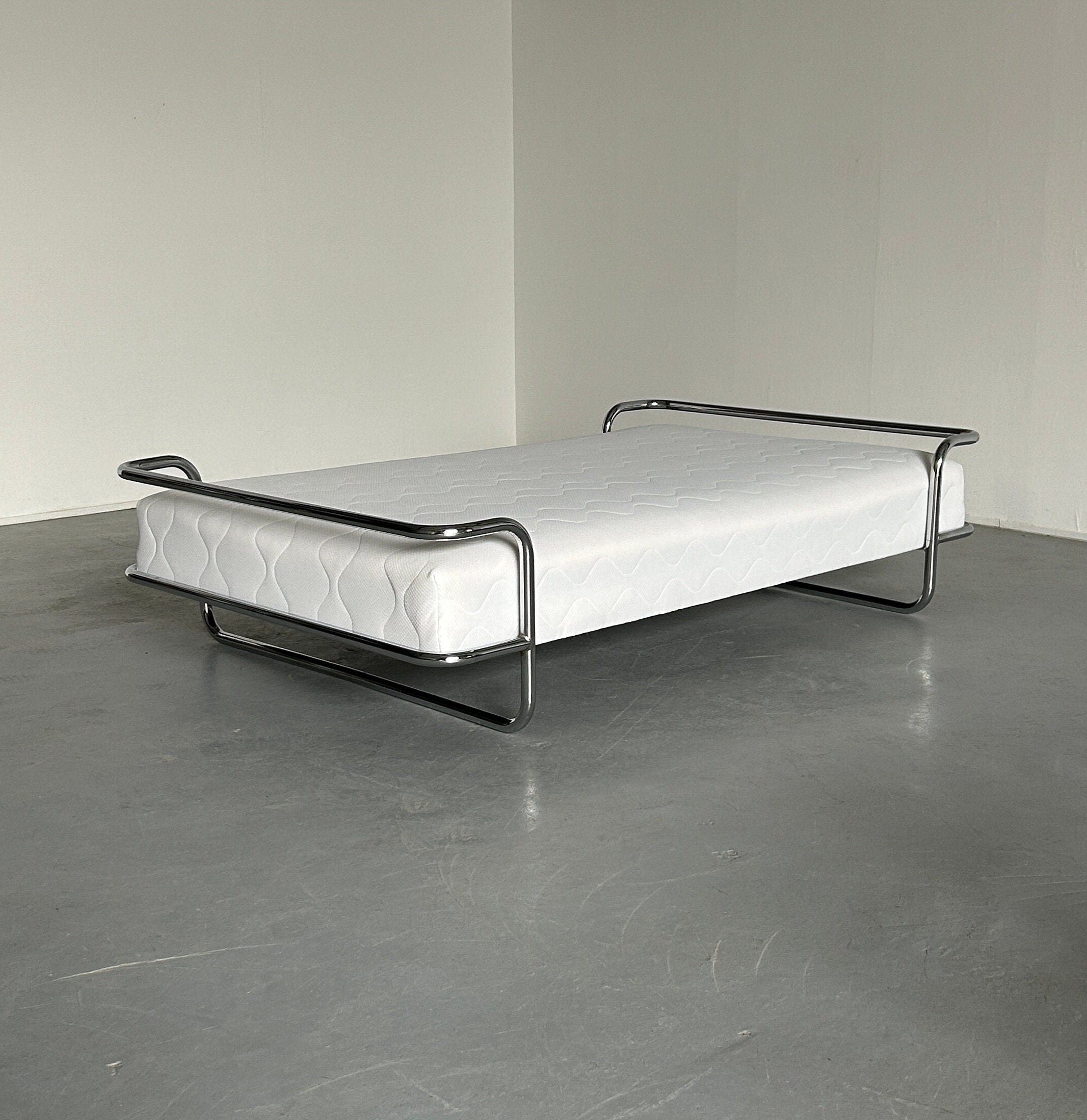 Iconic Vintage Ikea Kromvik Chrome Bed with Mattress, Knut Hagberg, 1980s