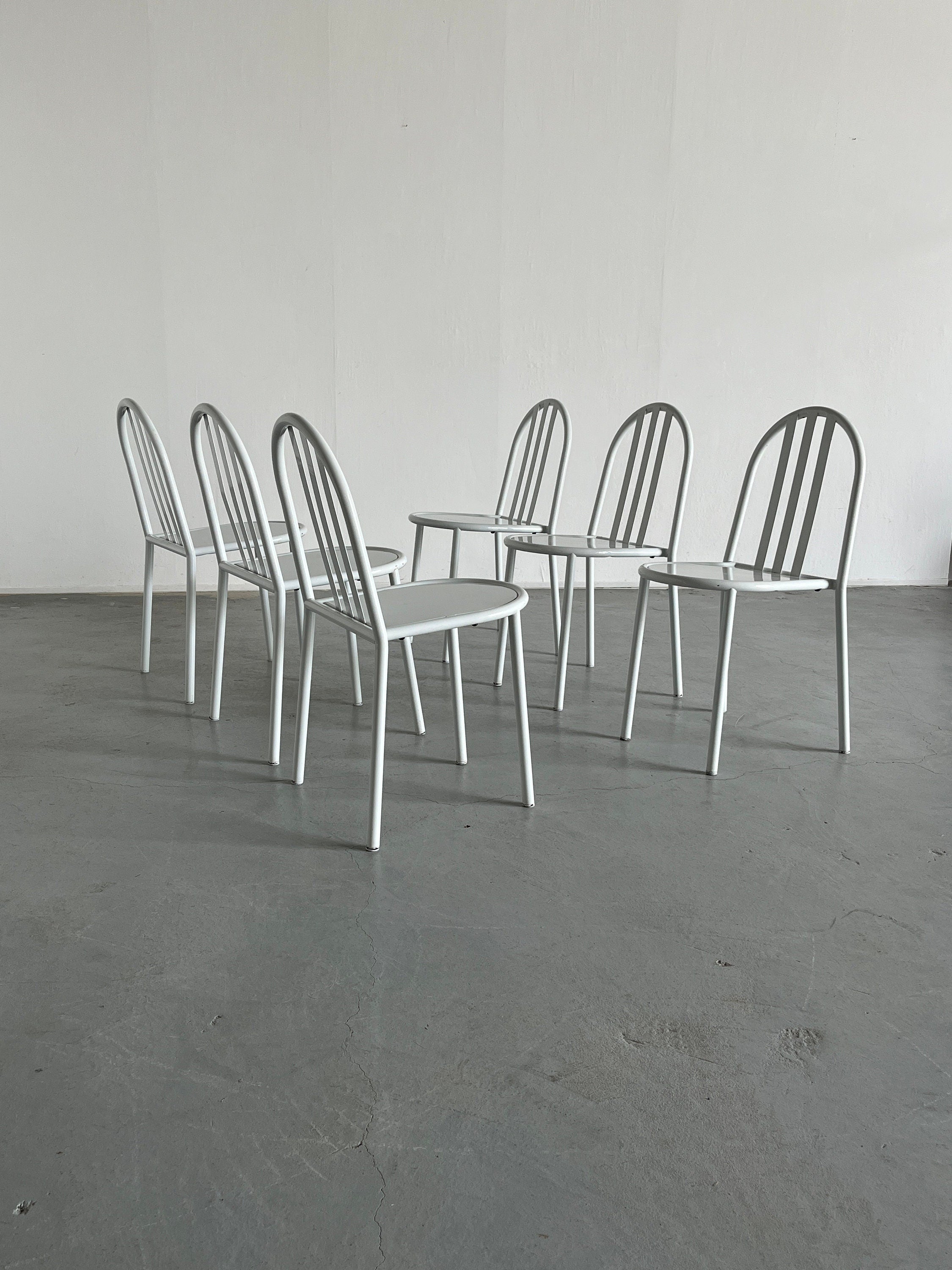 Set of 6 White Robert Mallet-Stevens Model No. 222 Stackable Chairs for Pallucco Italia, Iconic Functionalist Design, 1928