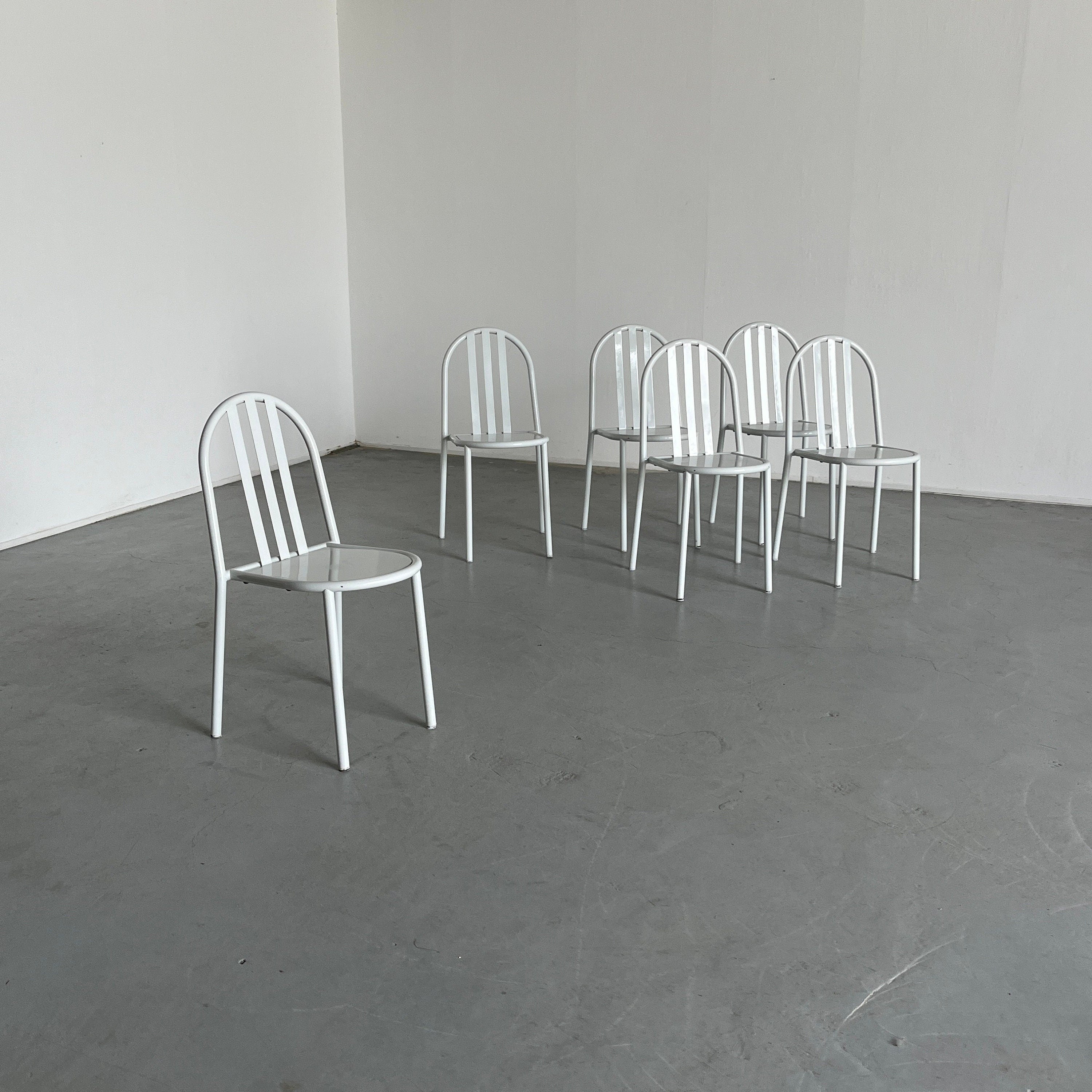 Set of 6 White Robert Mallet-Stevens Model No. 222 Stackable Chairs for Pallucco Italia, Iconic Functionalist Design, 1928