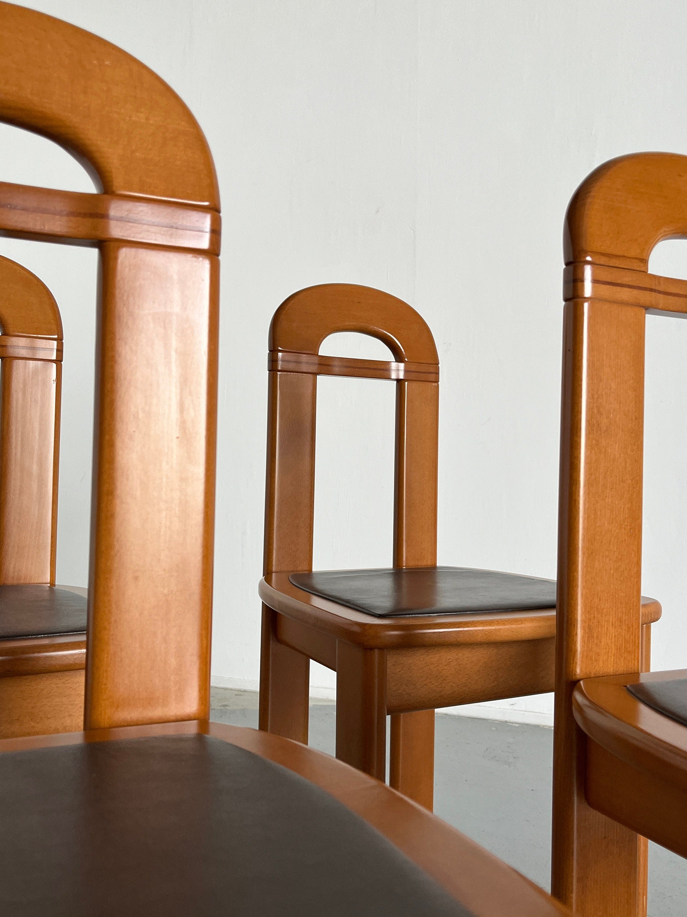 Italian Brutalist Chairs in Lacquered Cherry Wood, 1980s Italy