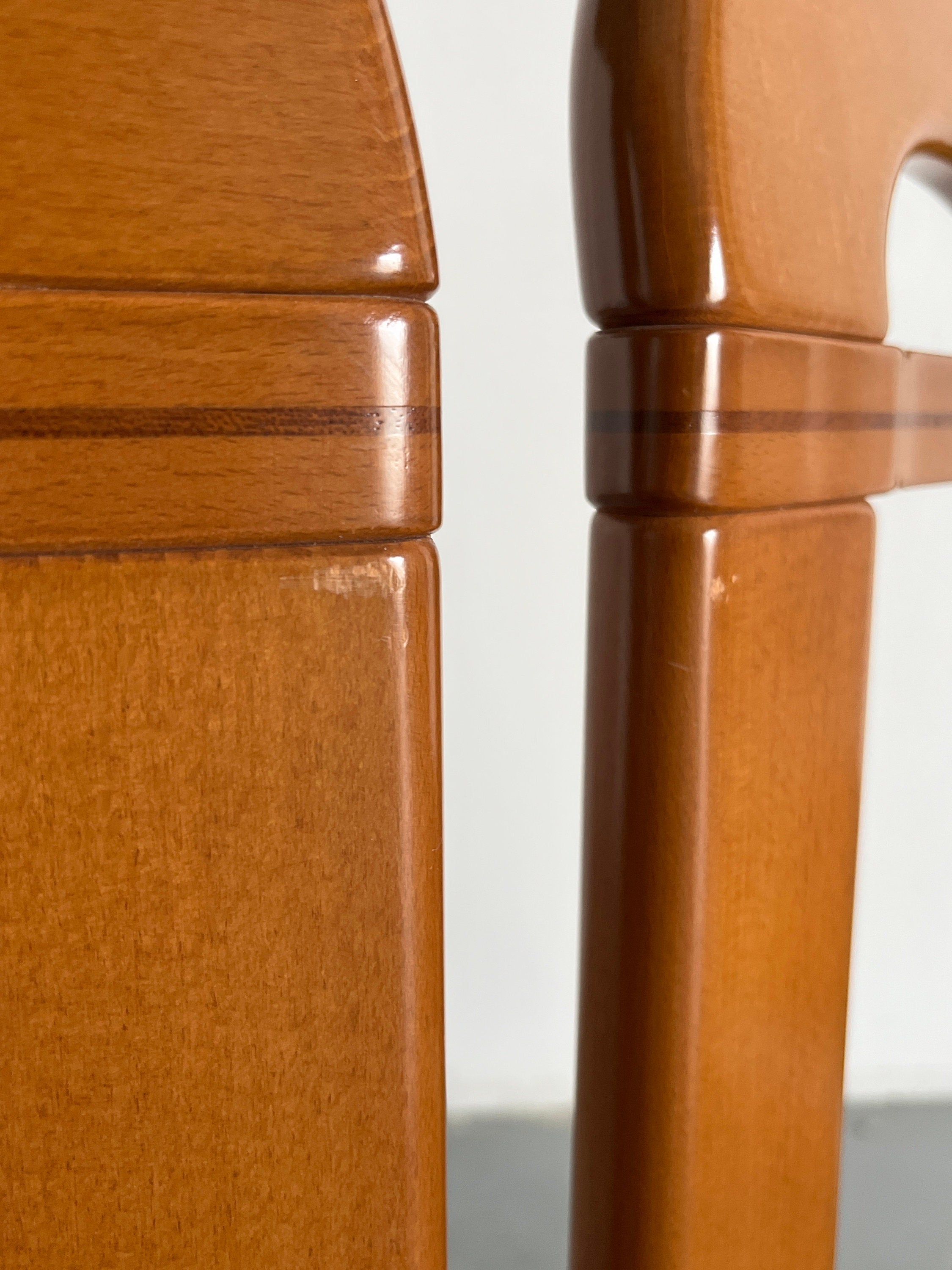 Italian Brutalist Chairs in Lacquered Cherry Wood, 1980s Italy