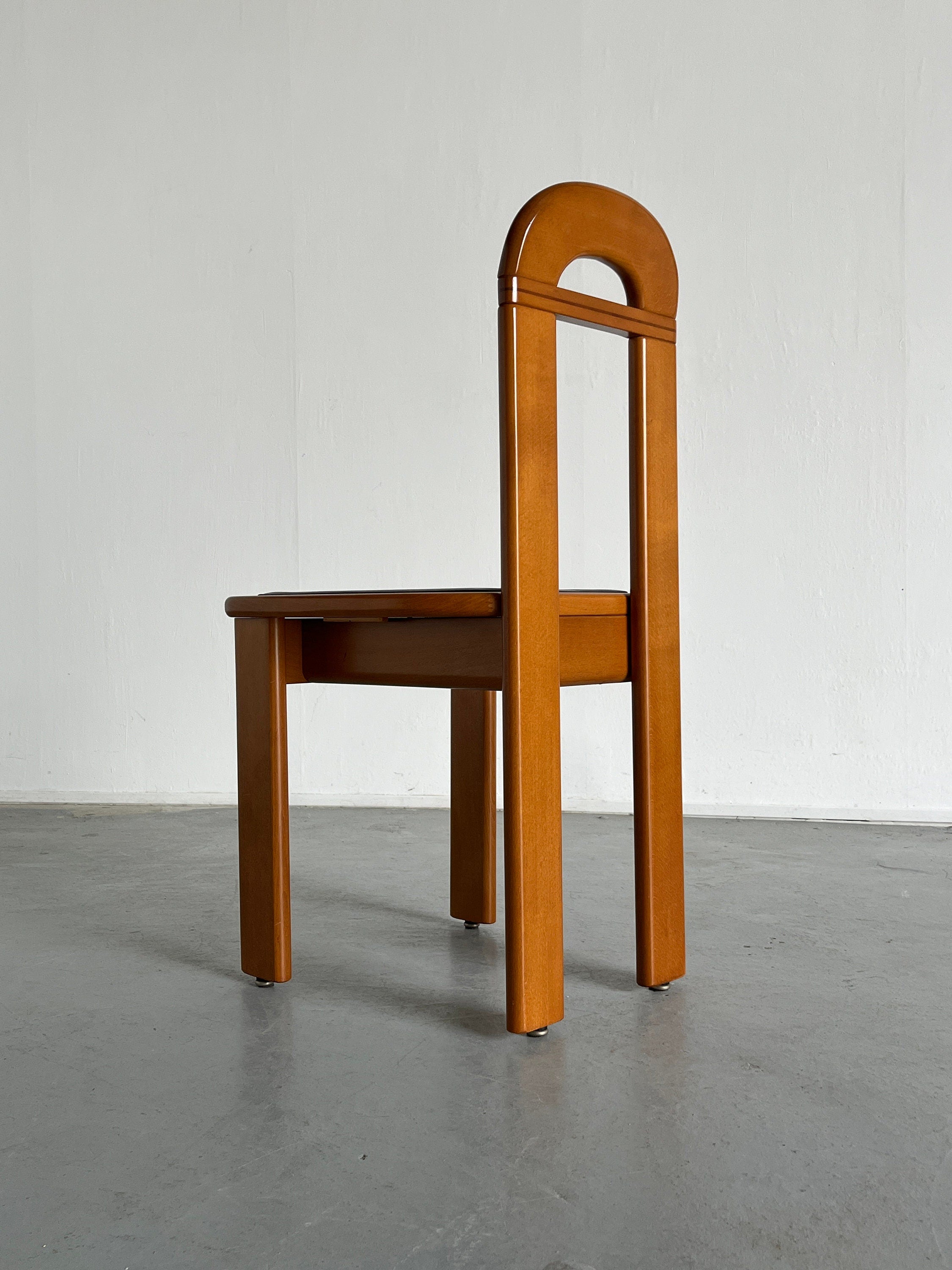 Italian Brutalist Chairs in Lacquered Cherry Wood, 1980s Italy