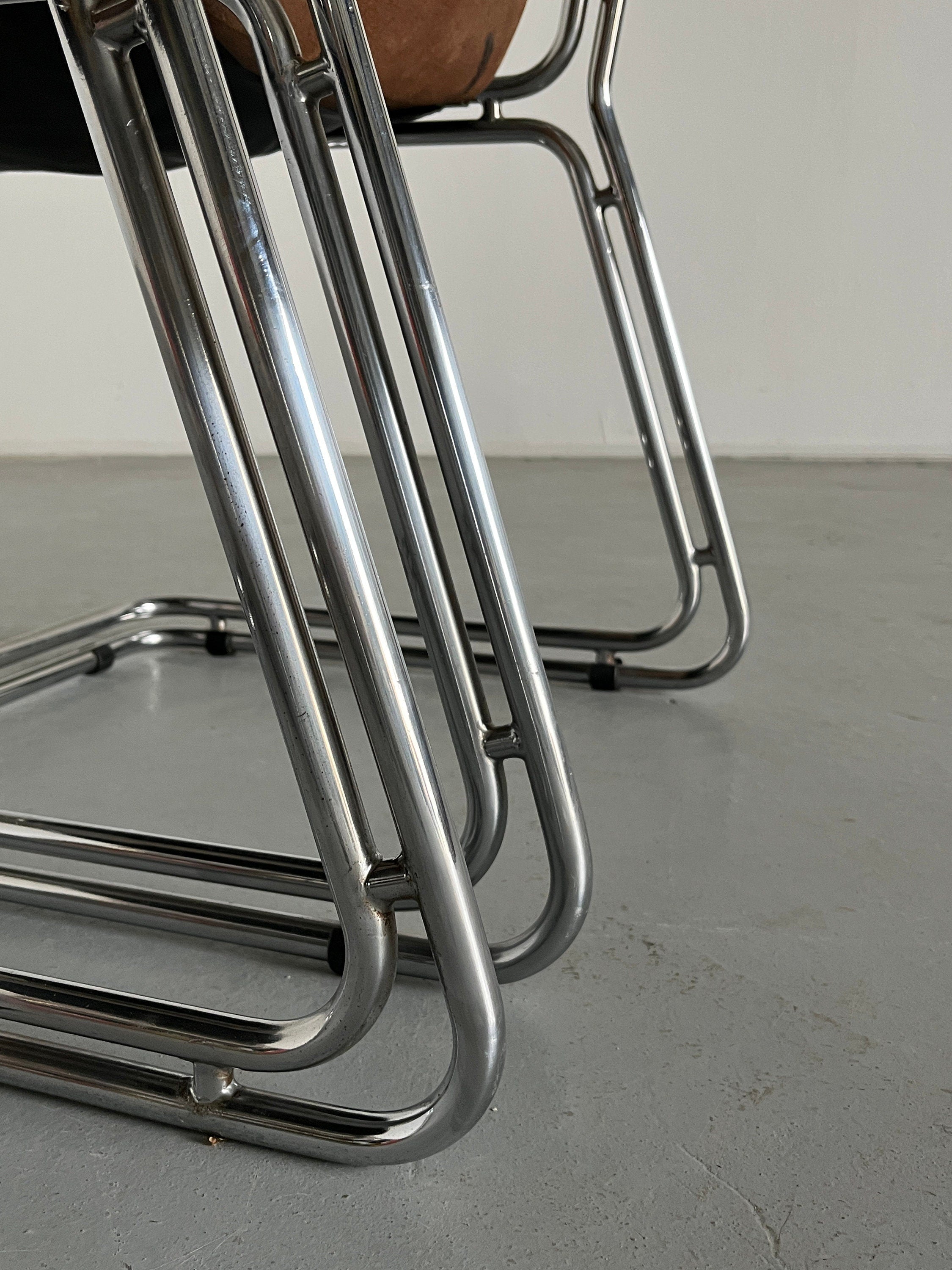 Saddle Leather Chairs in Style of Pascal Mourgue, 1980s Italy