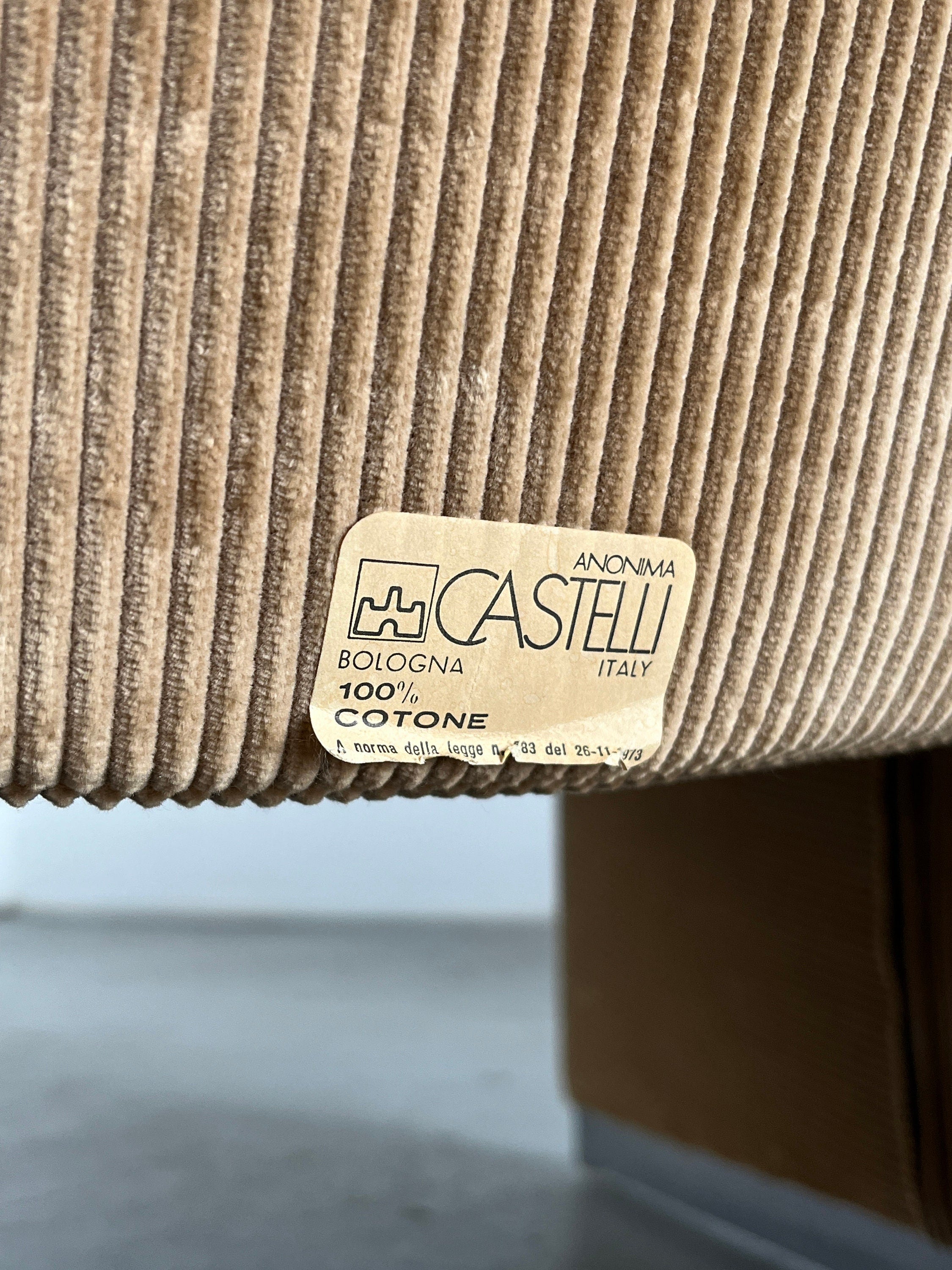 Iconic Alky chairs by Giancarlo Piretti for Anonima Castelli in Beige Cotton Corduroy , 1970s Italy