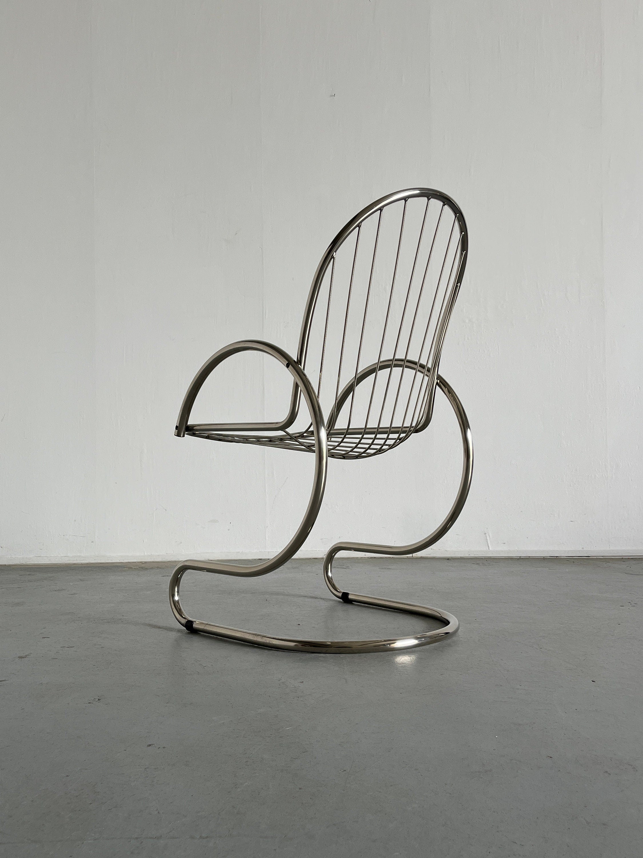 Tubular Steel Chair in Style of Gastone Rinaldi, 1980s Italy