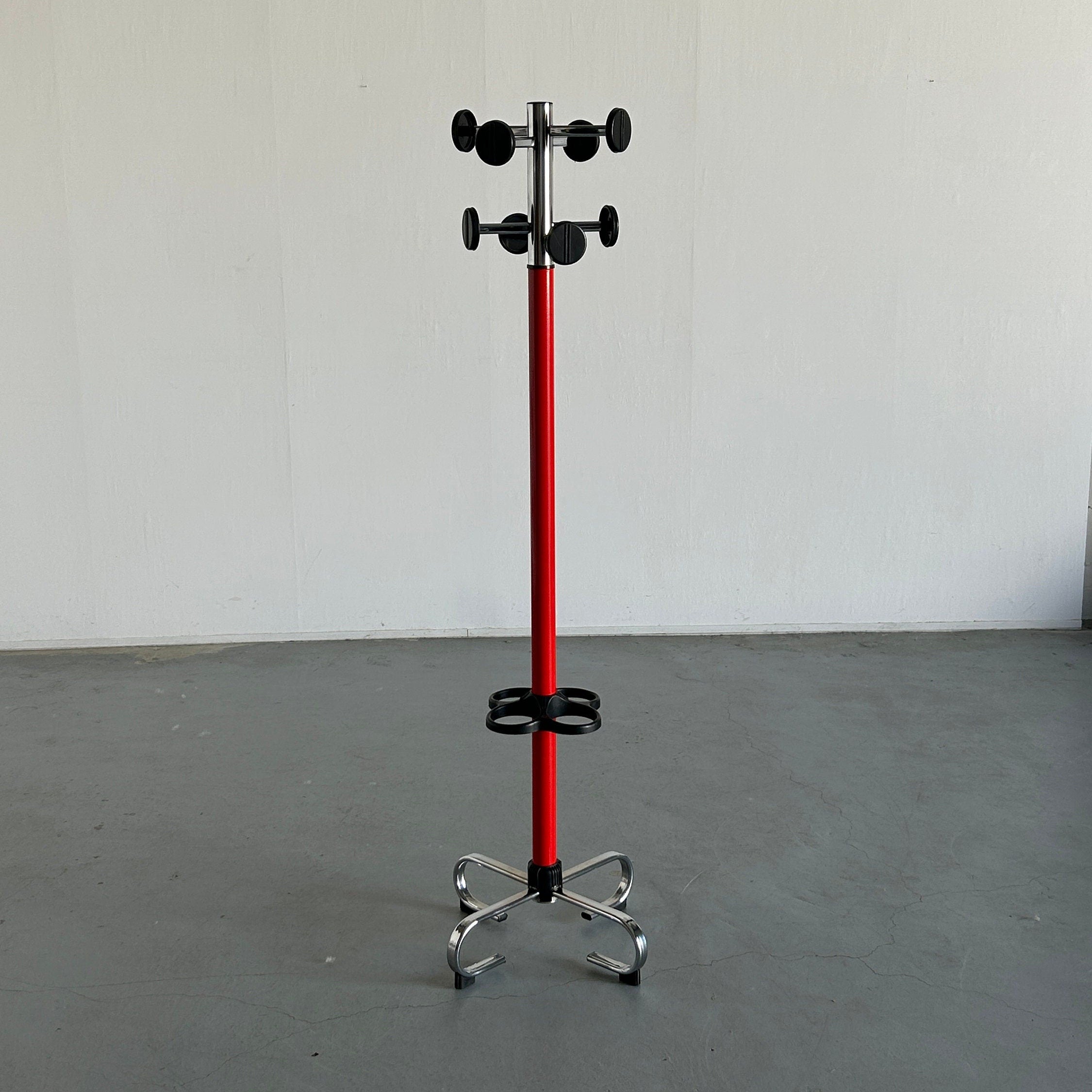 Vintage Italian Red Space Age Coat Rack, 1980s