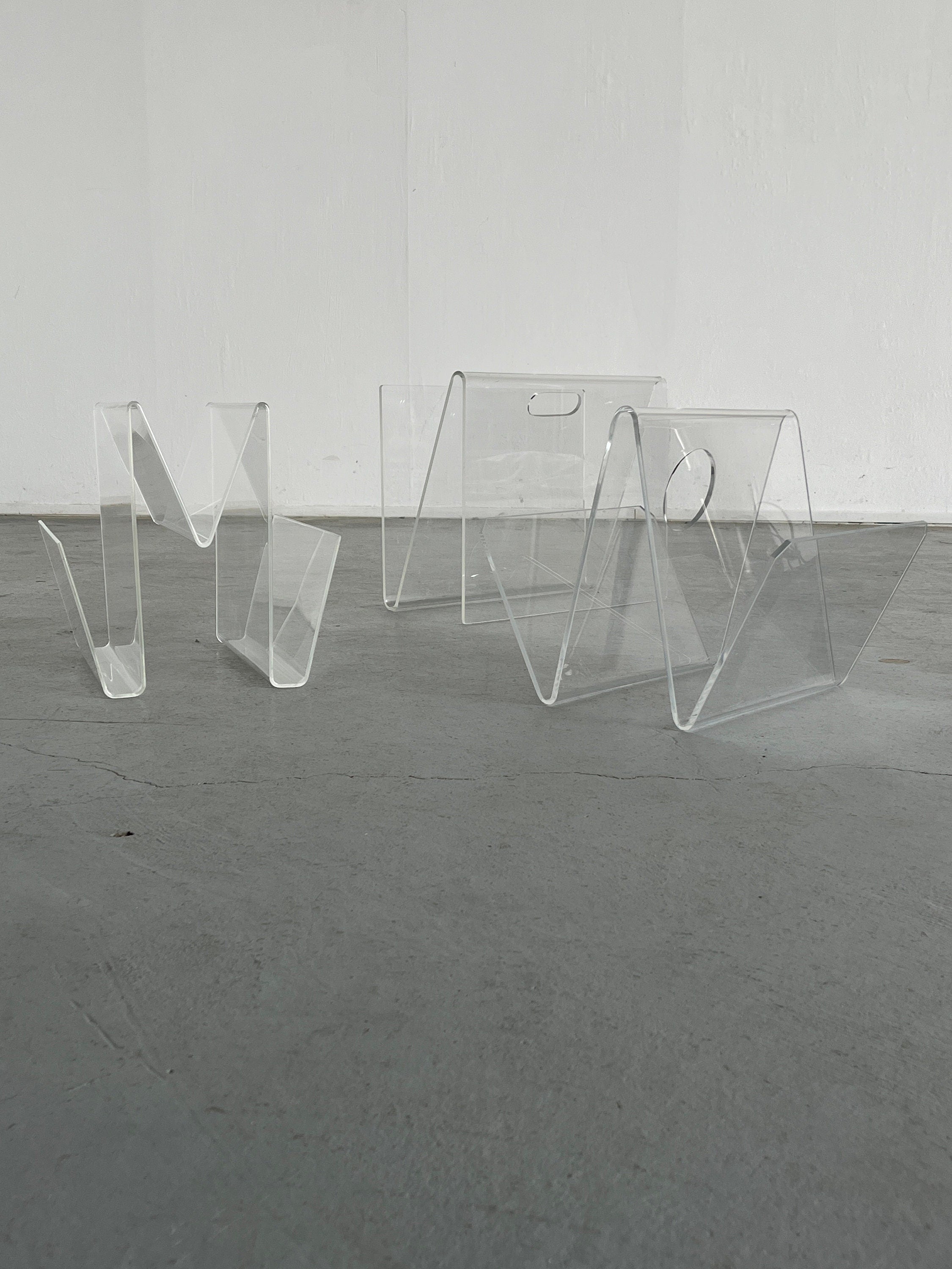 ZigZag Magazine Holders in Plexiglass, 1980s Italy