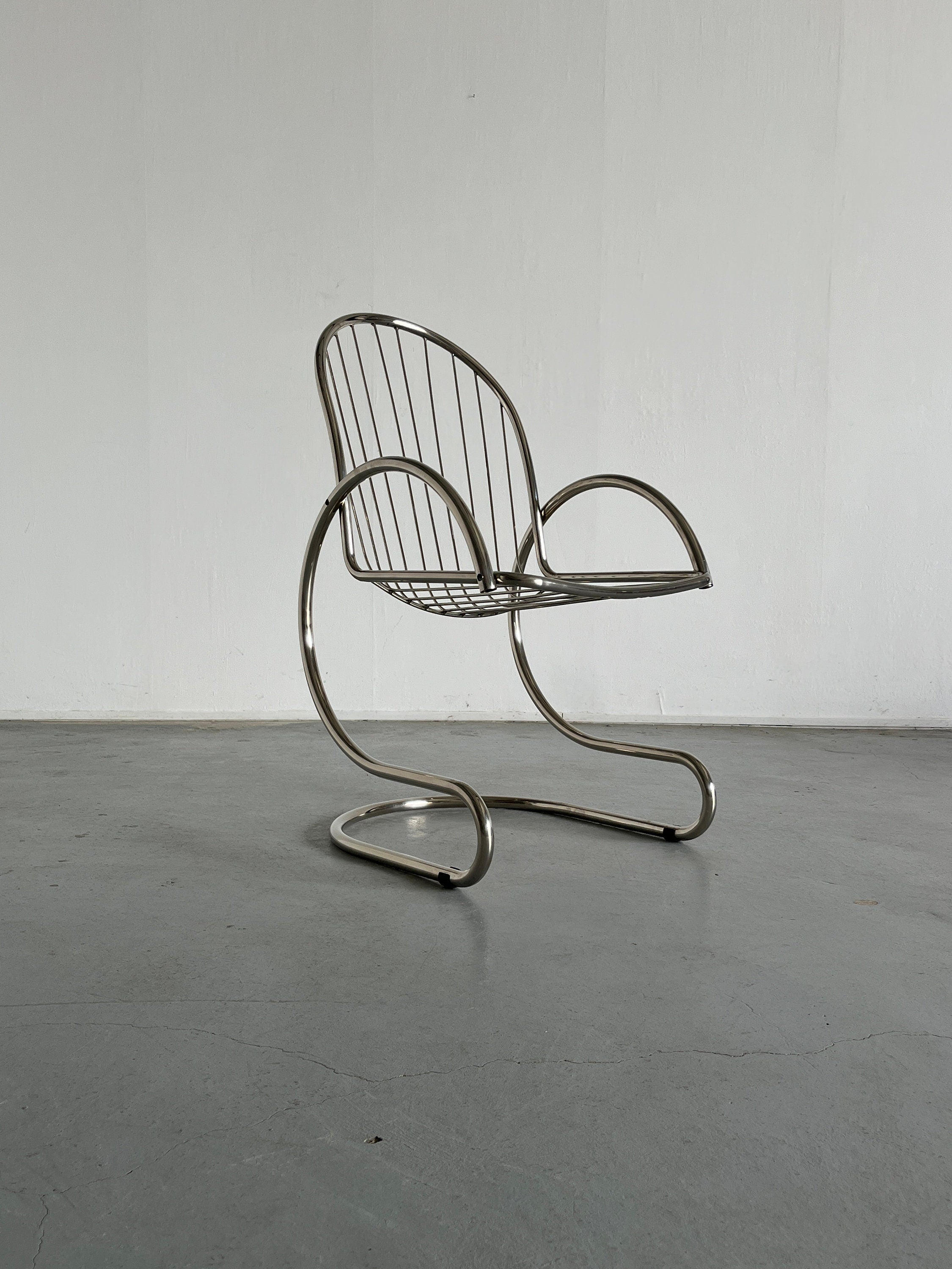 Tubular Steel Chair in Style of Gastone Rinaldi, 1980s Italy