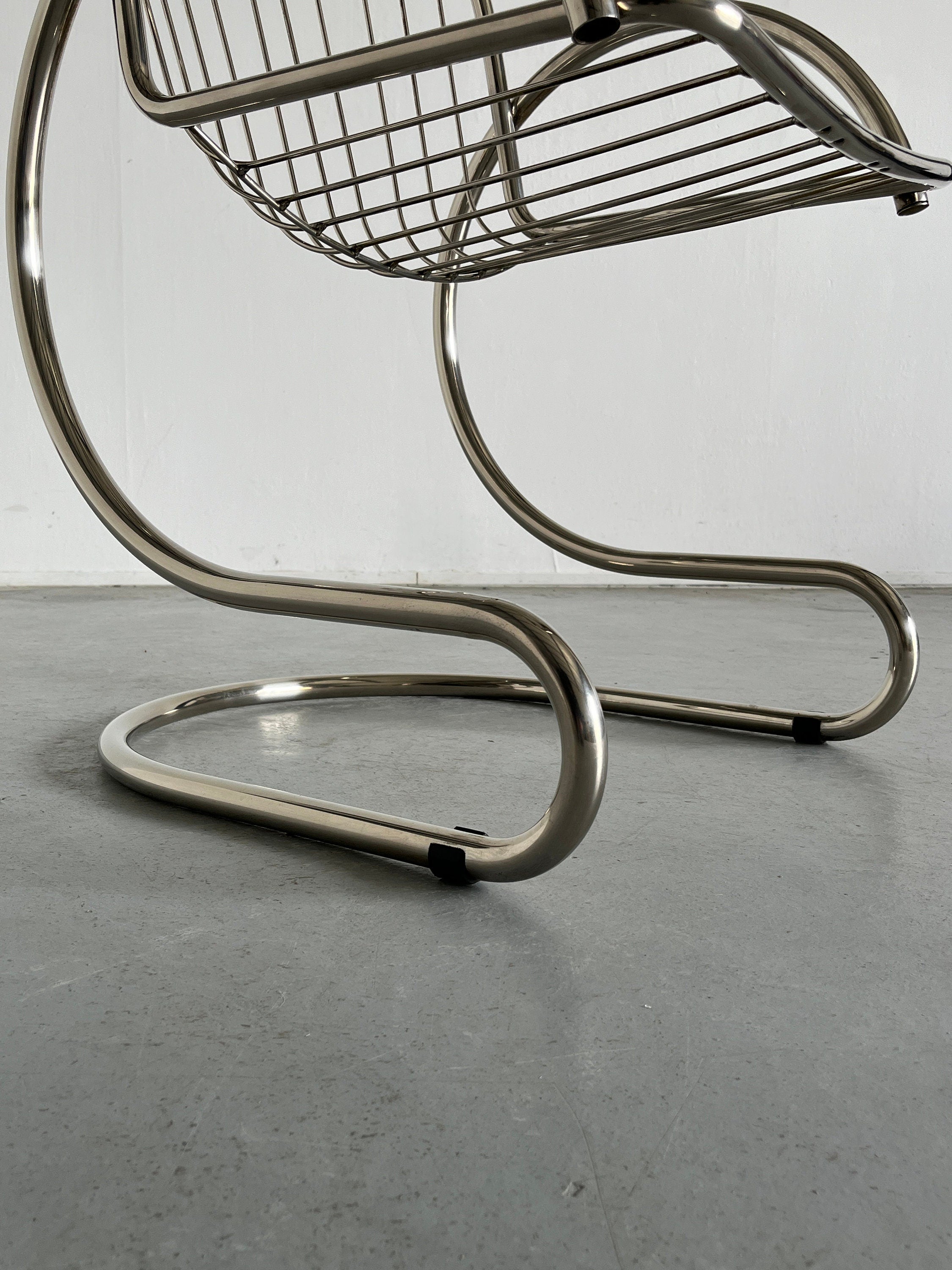 Tubular Steel Chair in Style of Gastone Rinaldi, 1980s Italy