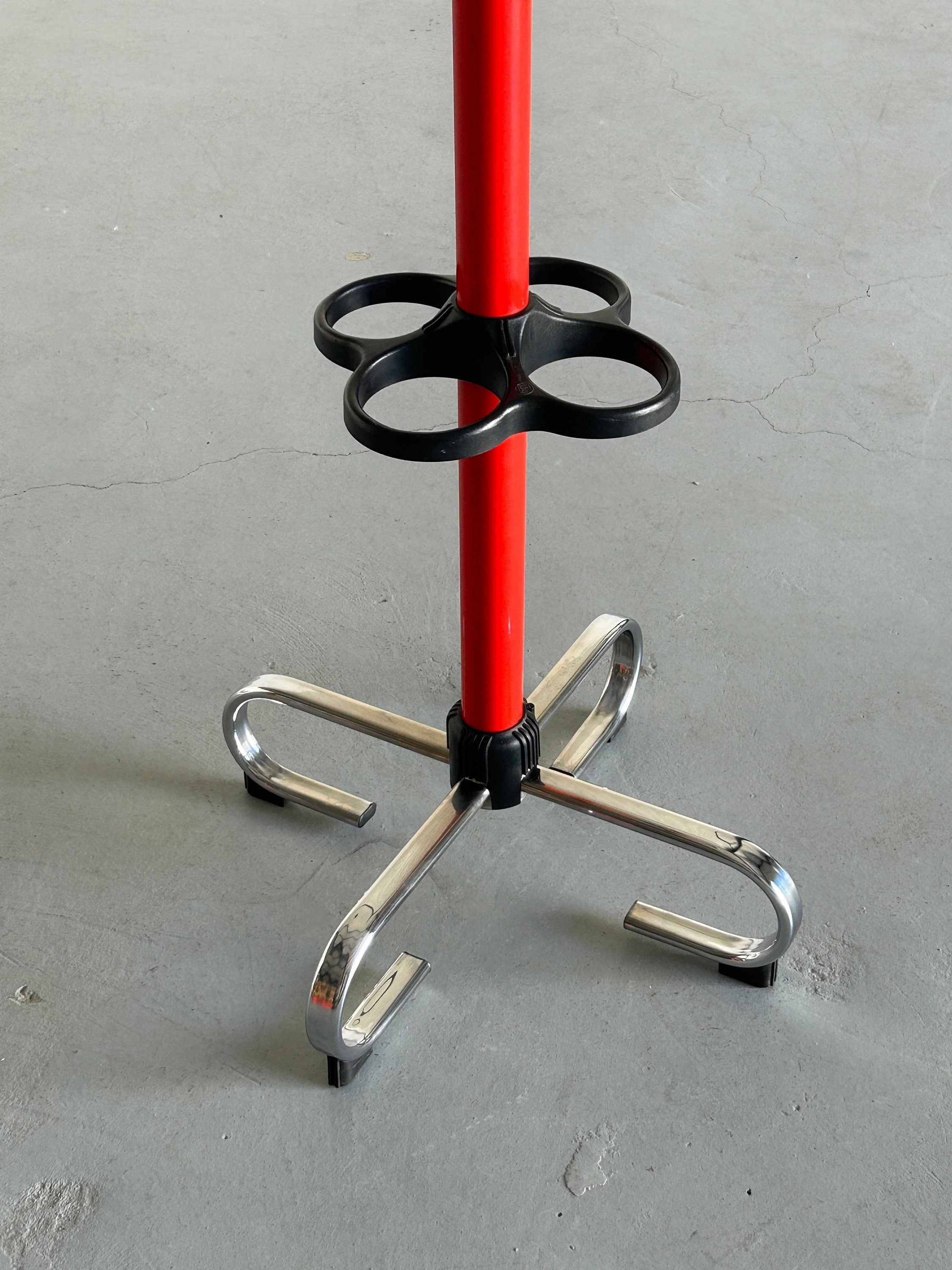Vintage Italian Red Space Age Coat Rack, 1980s