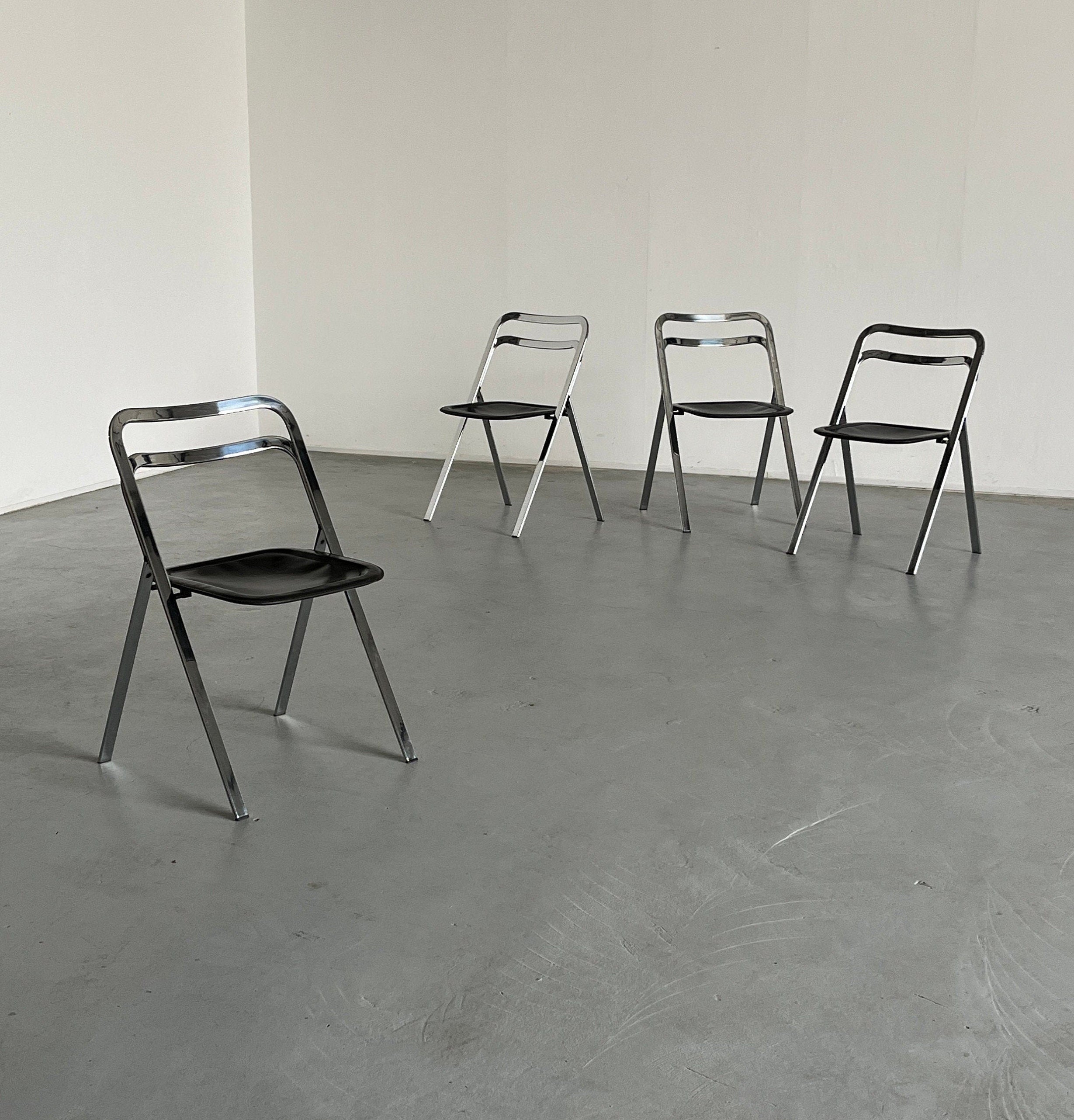 Set of 4 Clio Folding Chairs by Giorgio Cattelan for Cidue, Italy 1970s