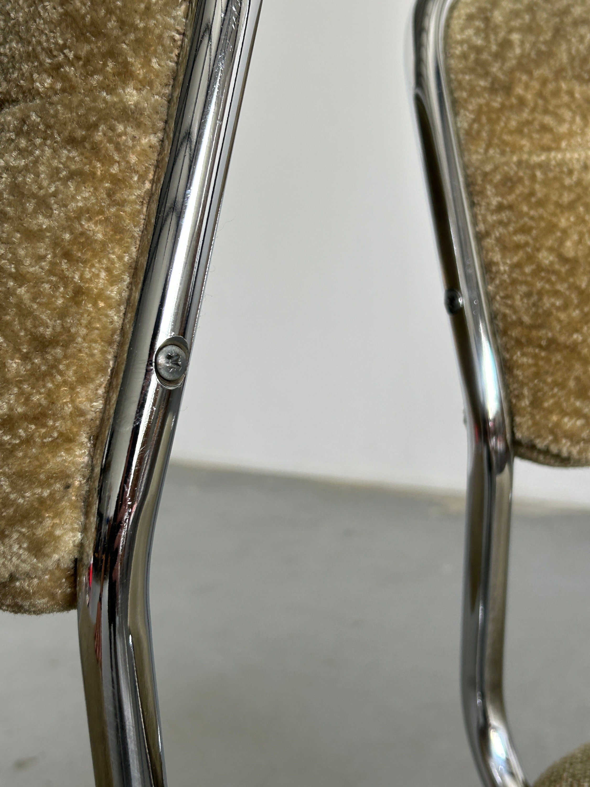 Chrome and Green Upholstery Diner Chairs, 1980s European