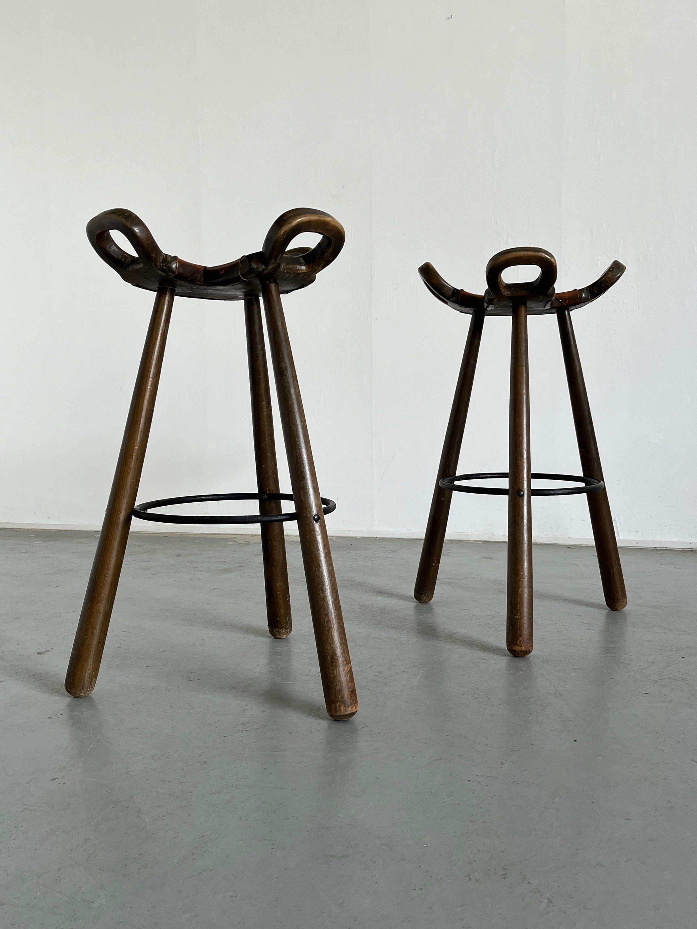 Brutalist Bar Stools "Marbella" Attributed to Sergio Rodrigues, Spain 1970s