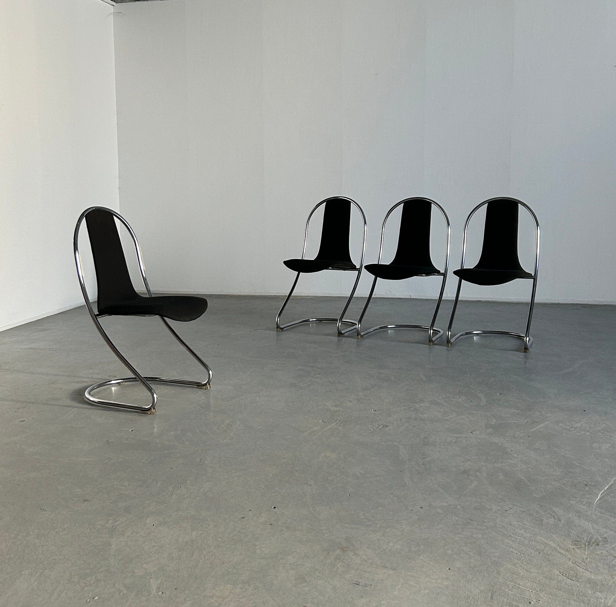 Space Age Chairs in Style of Willy Rizzo for Cidue, 1980s Italy