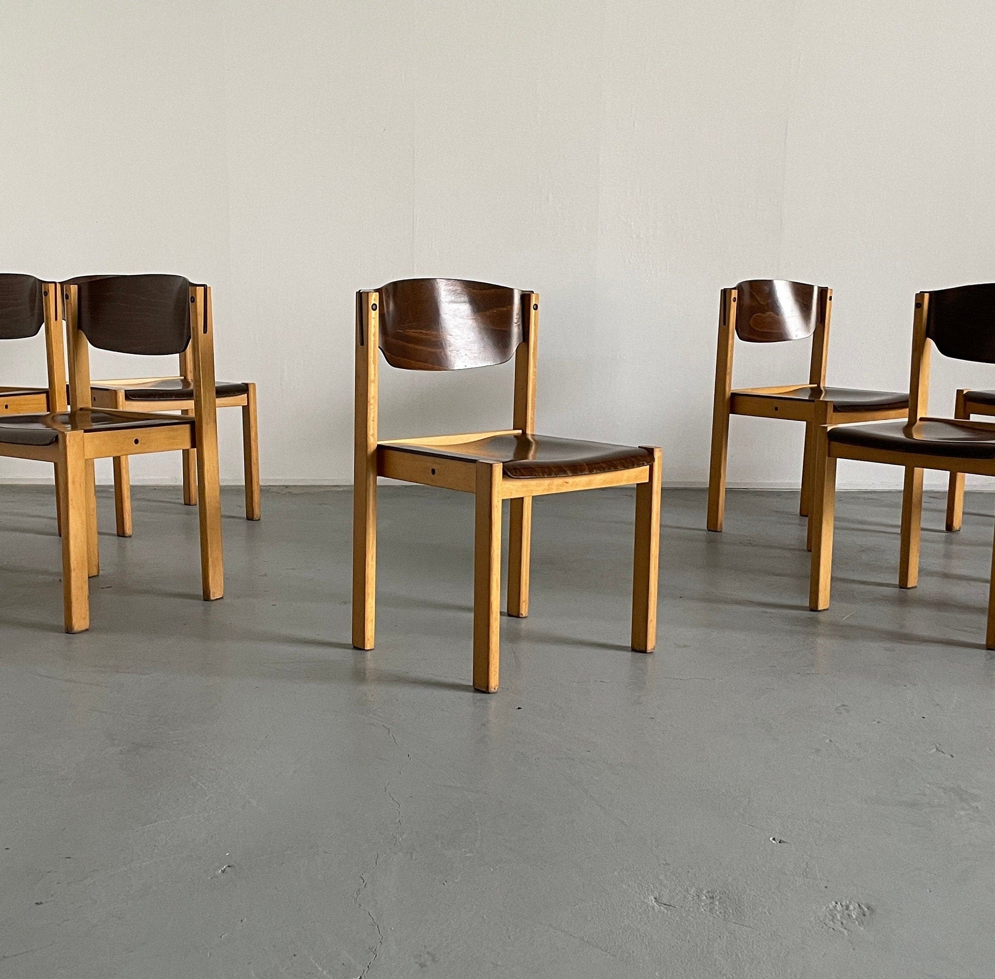 Mid-Century Modern Stackable Beechwood Chairs, 1970s