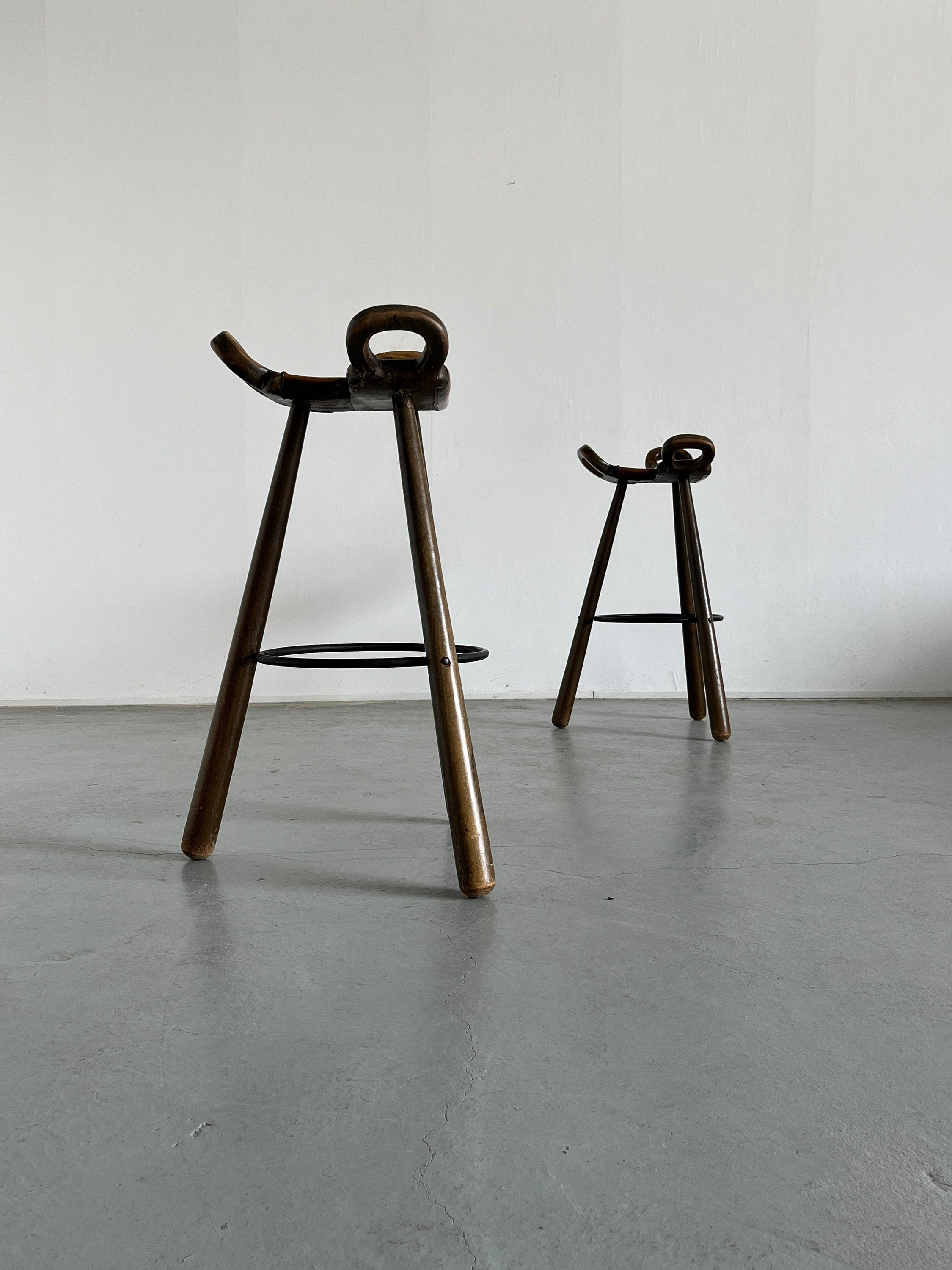 Brutalist Bar Stools "Marbella" Attributed to Sergio Rodrigues, Spain 1970s