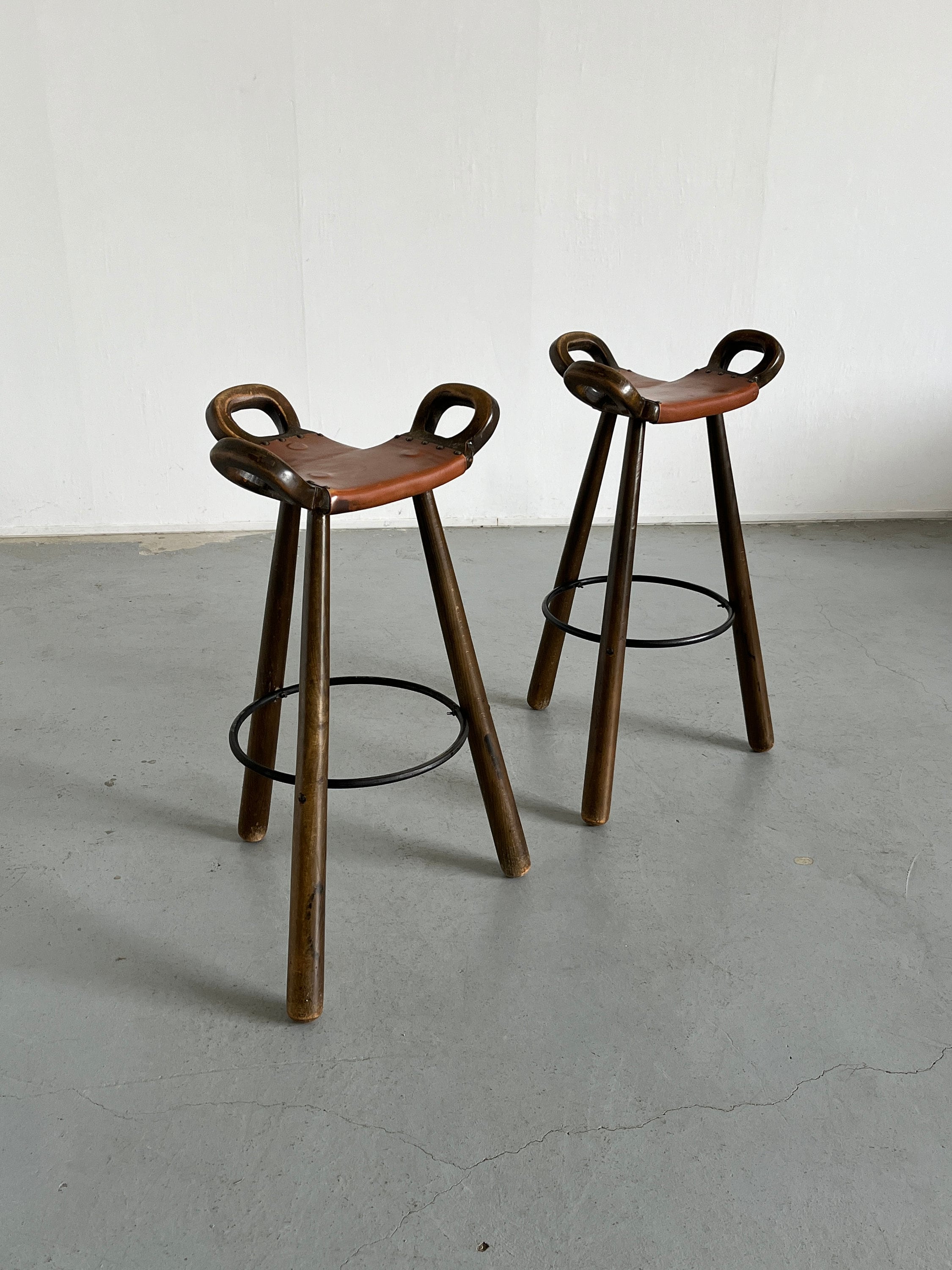 Brutalist Bar Stools "Marbella" Attributed to Sergio Rodrigues, Spain 1970s