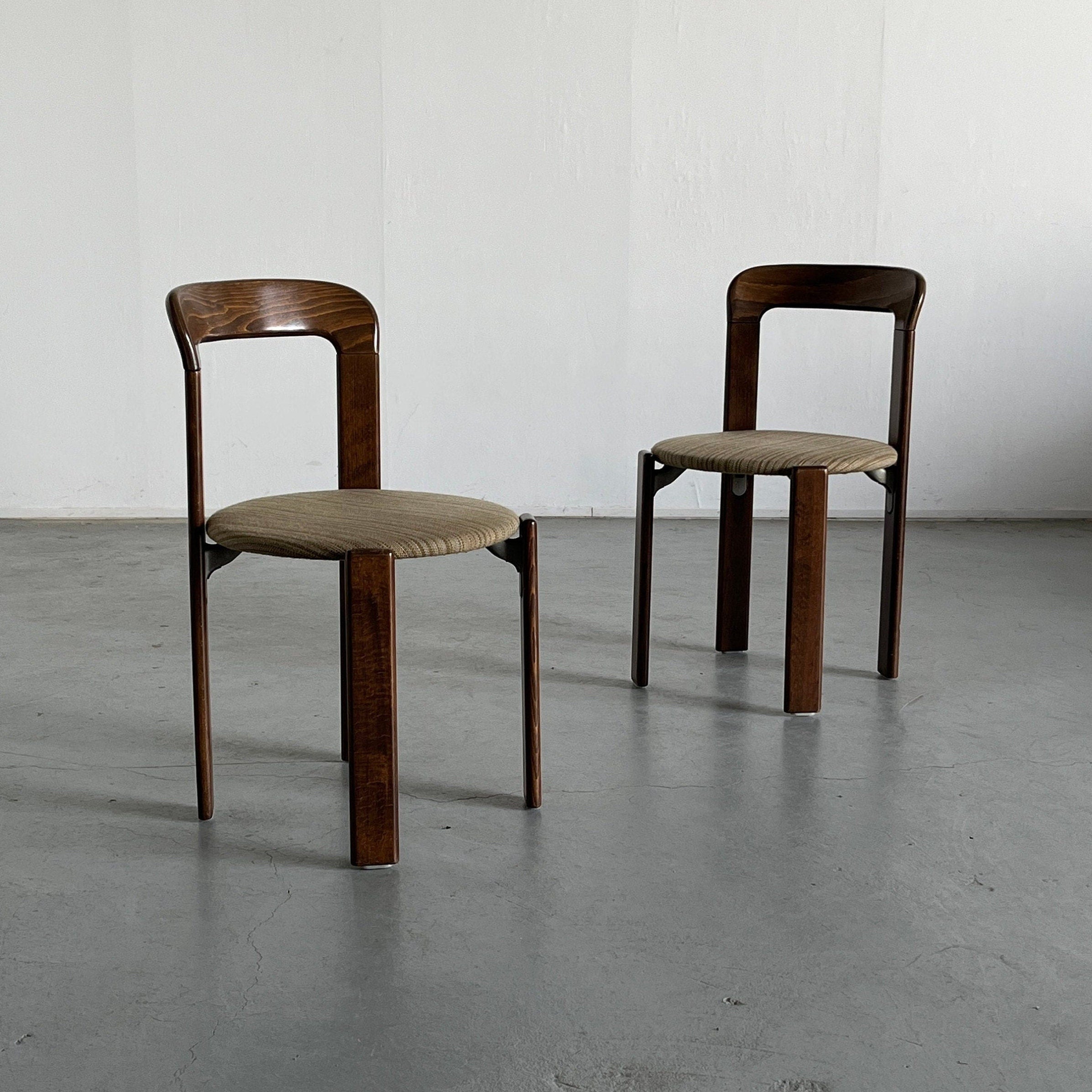 Pair of Bruno Rey Stackable Mid-Century Modern Dining Chairs for Kusch & Co, 1990s Germany