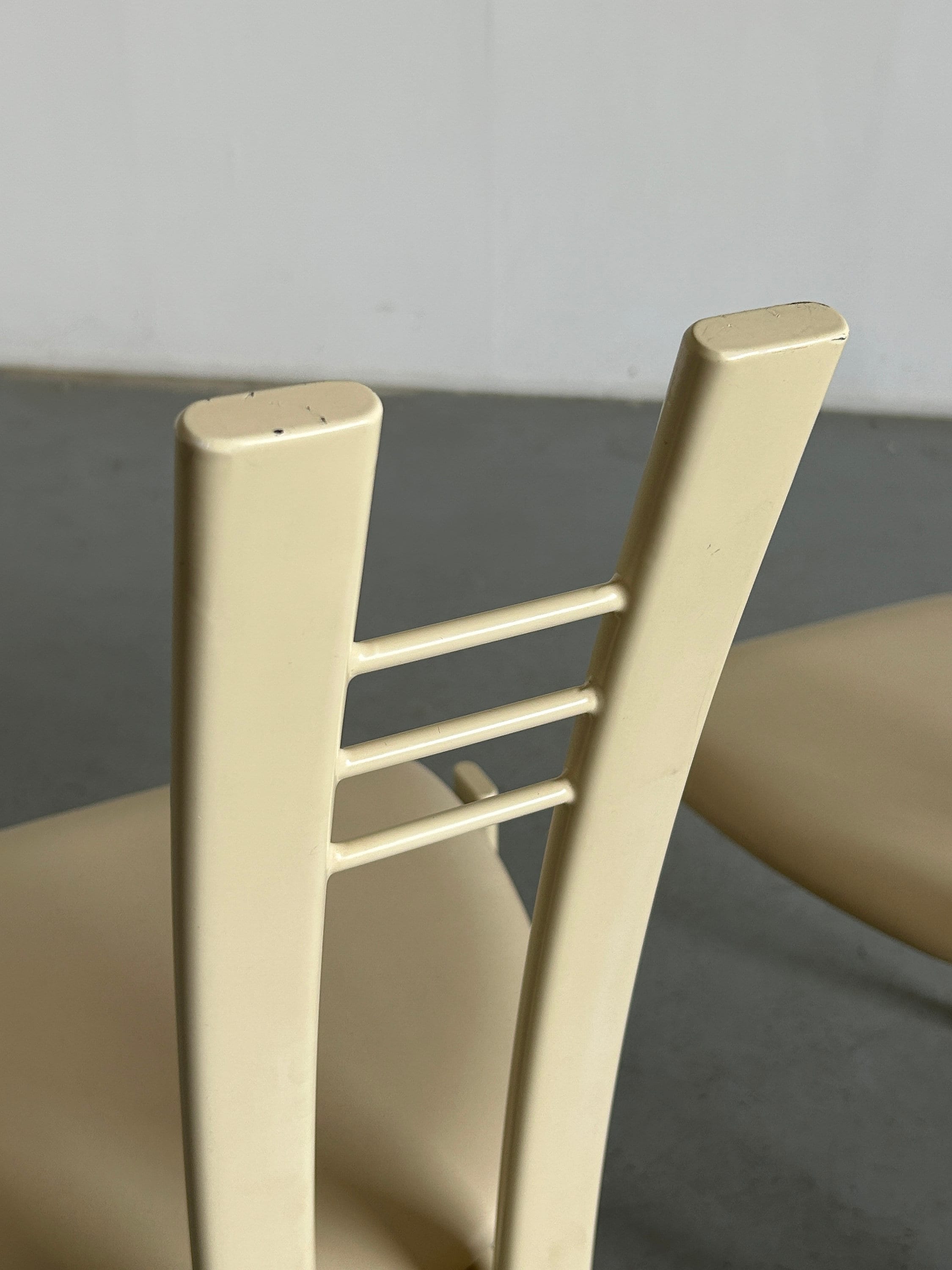 Pair of Brutalist Postmodern Metal and Faux Leather Chairs, 1980s.