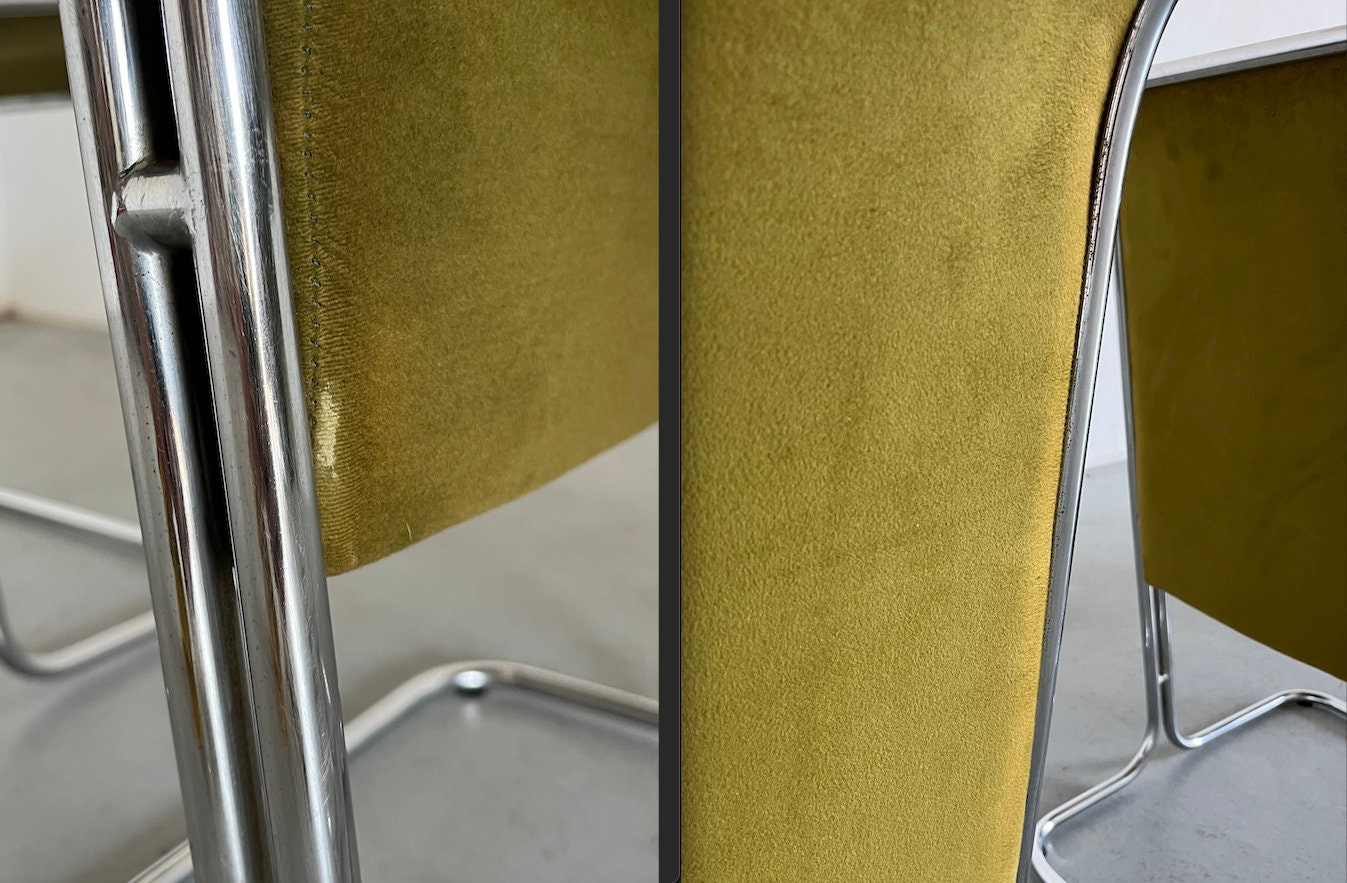 "Calla" Dining Chairs by Antonio Ari Colombo for Arflex, Olive Green Velvet, 1970s