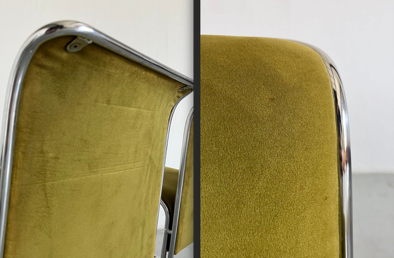 "Calla" Dining Chairs by Antonio Ari Colombo for Arflex, Olive Green Velvet, 1970s