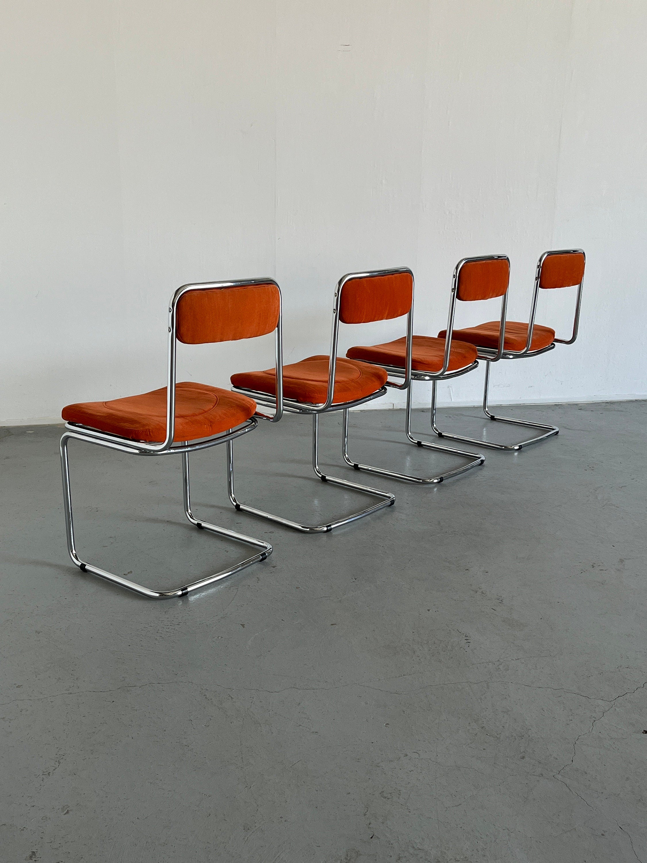 Set of 4 Italian Dining Chairs, 1970s