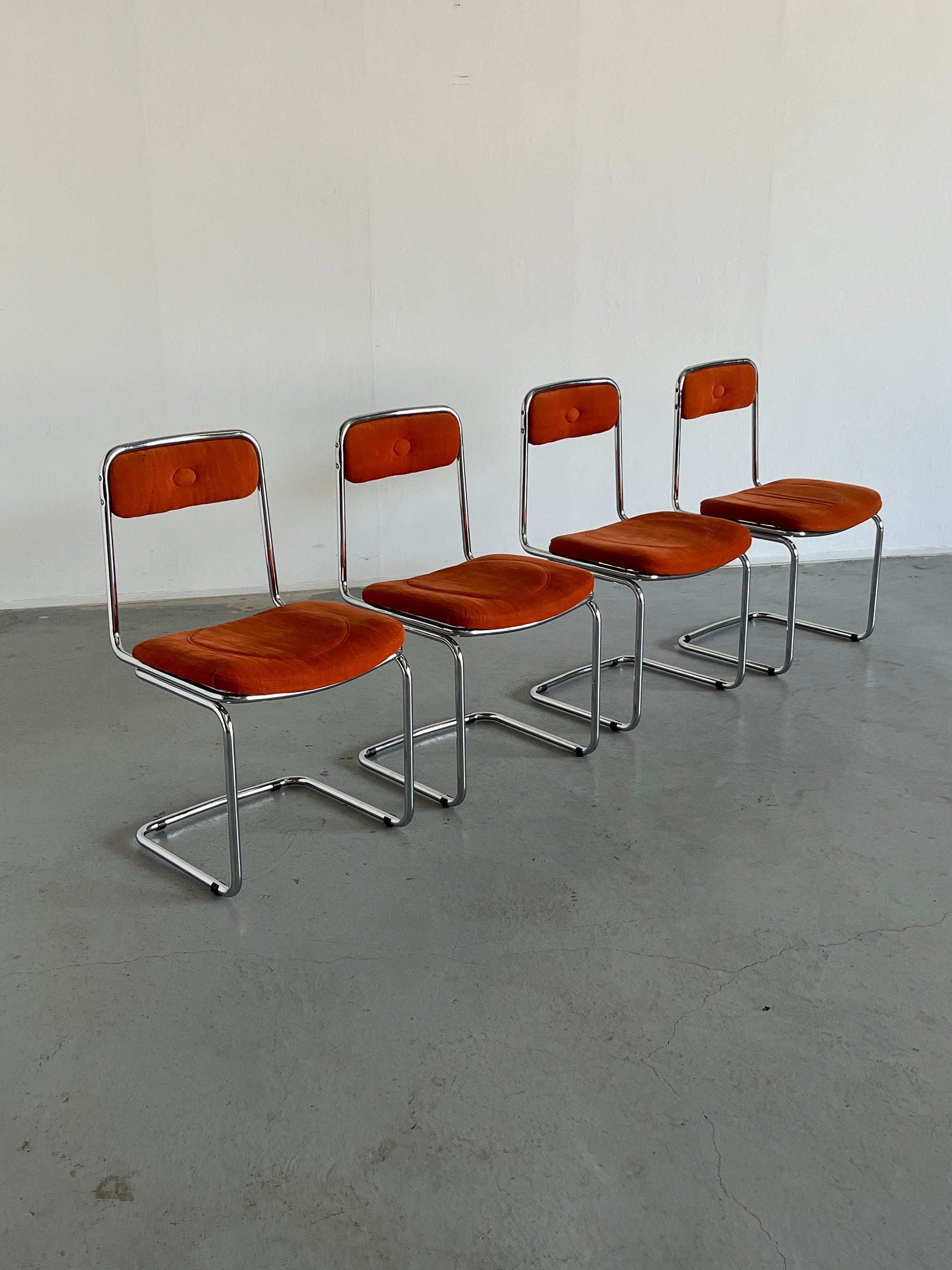Set of 4 Italian Dining Chairs, 1970s