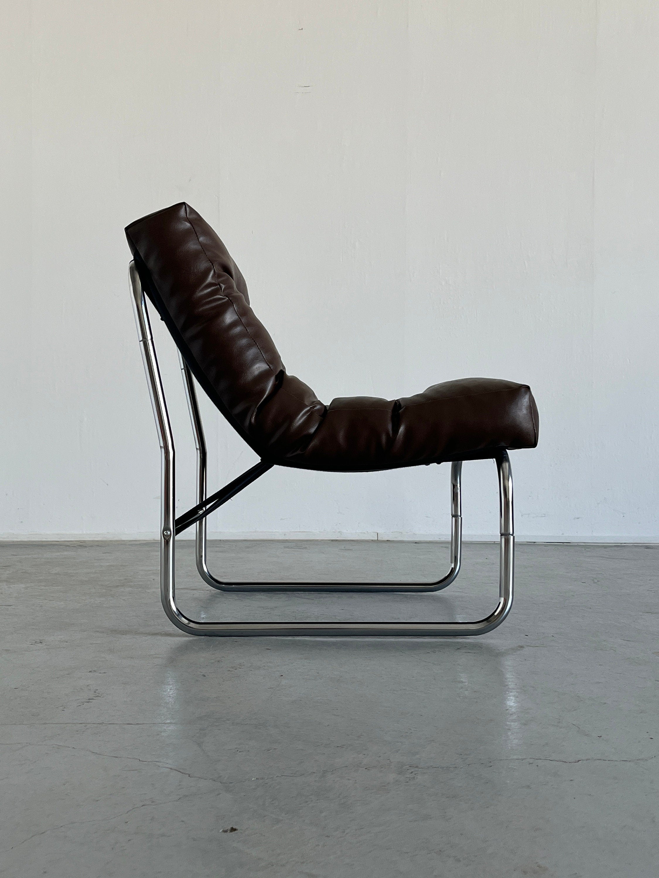 "Pixi" Lounge Chair by Gillis Lundgren for IKEA, in Dark Brown Leather, 1976
