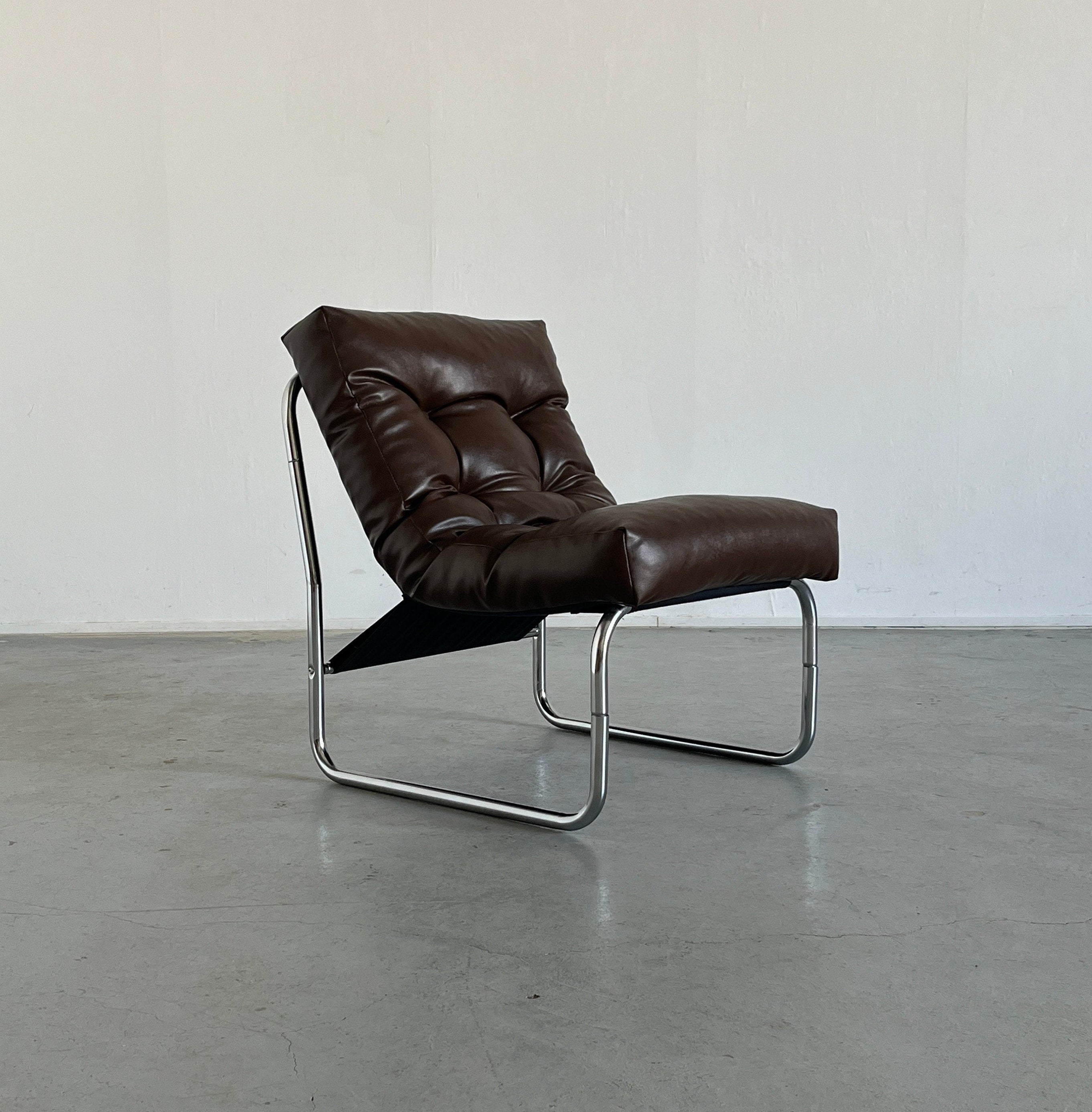"Pixi" Lounge Chair by Gillis Lundgren for IKEA, in Dark Brown Leather, 1976