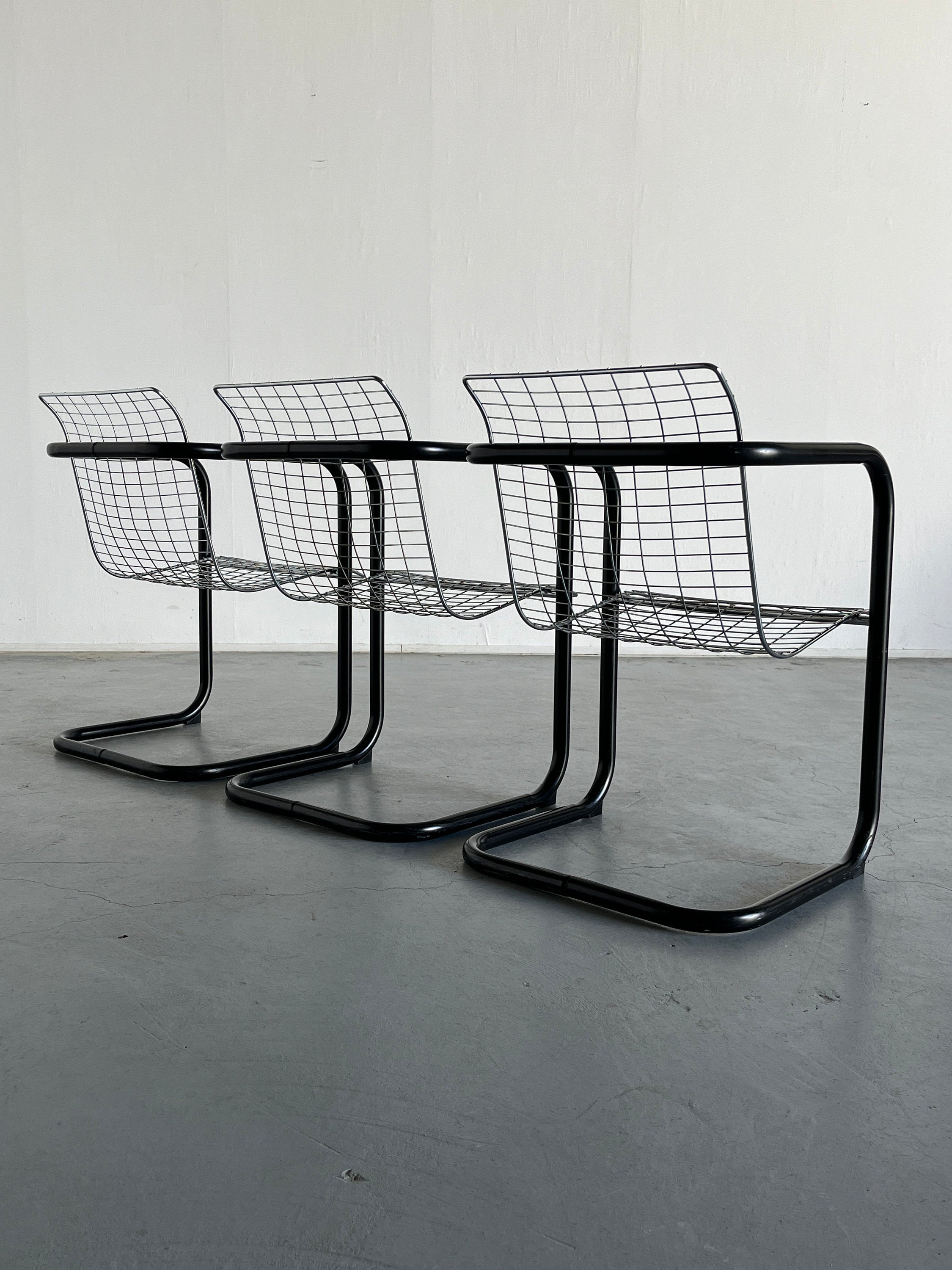 Chromed Wire Club Chairs, Space Age 1980s