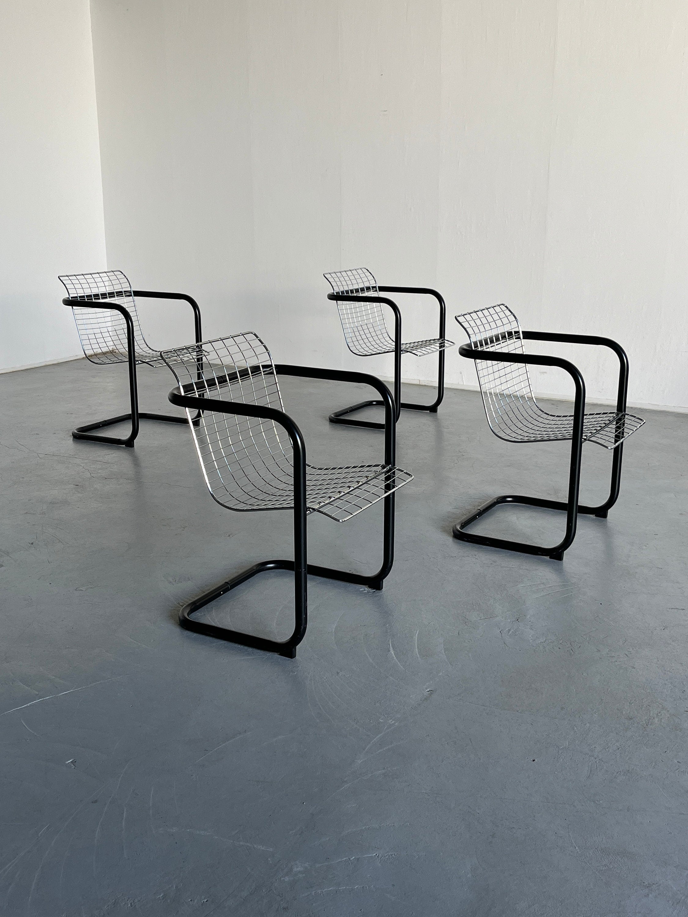 Chromed Wire Club Chairs, Space Age 1980s