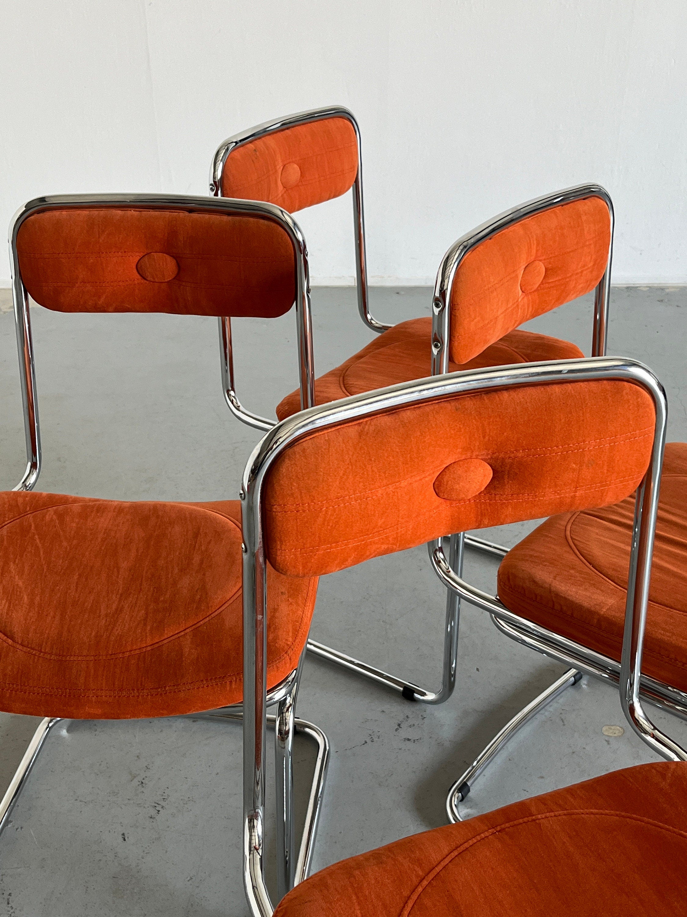 Set of 4 Italian Dining Chairs, 1970s